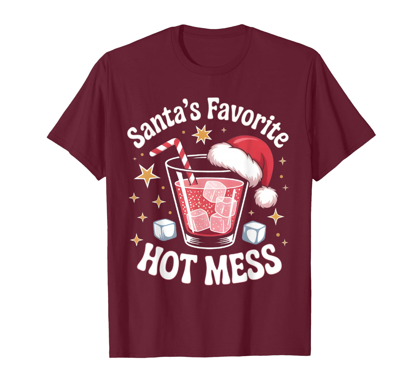 Santa's Favorite Hot Mess Christmas Funny Margarita T-Shirt
