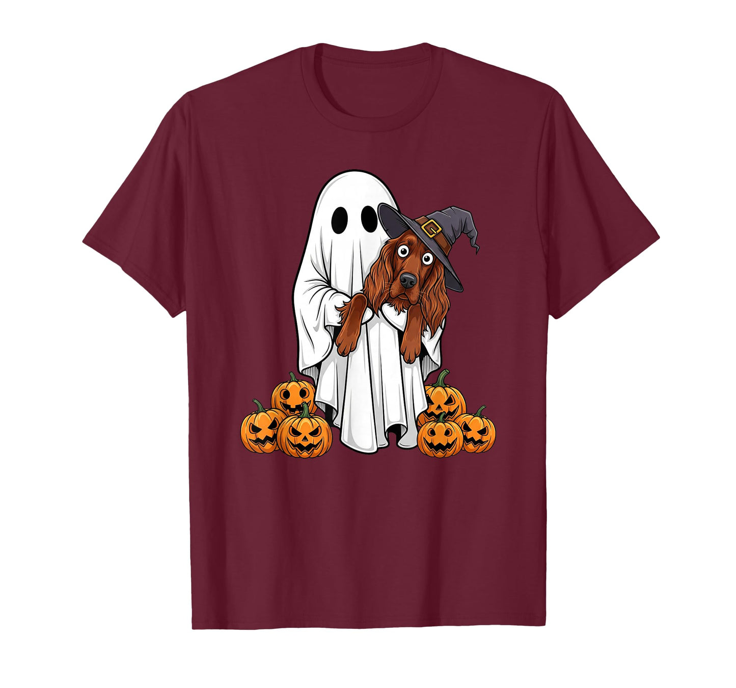 Funny Ghost Irish Setter Pumpkin Halloween Kids Mens Womens T-Shirt