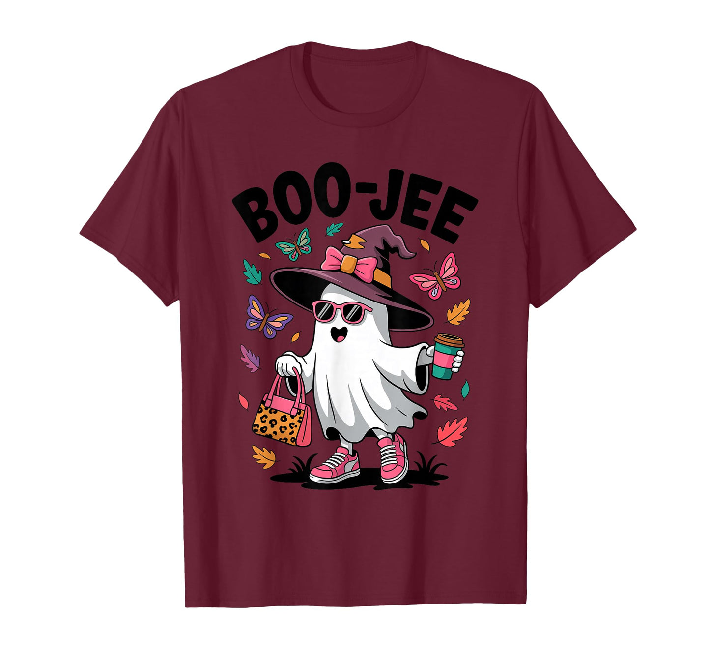 Boujee Ghost Witch Hat Sunglasses Coffee Halloween for Girls T-Shirt