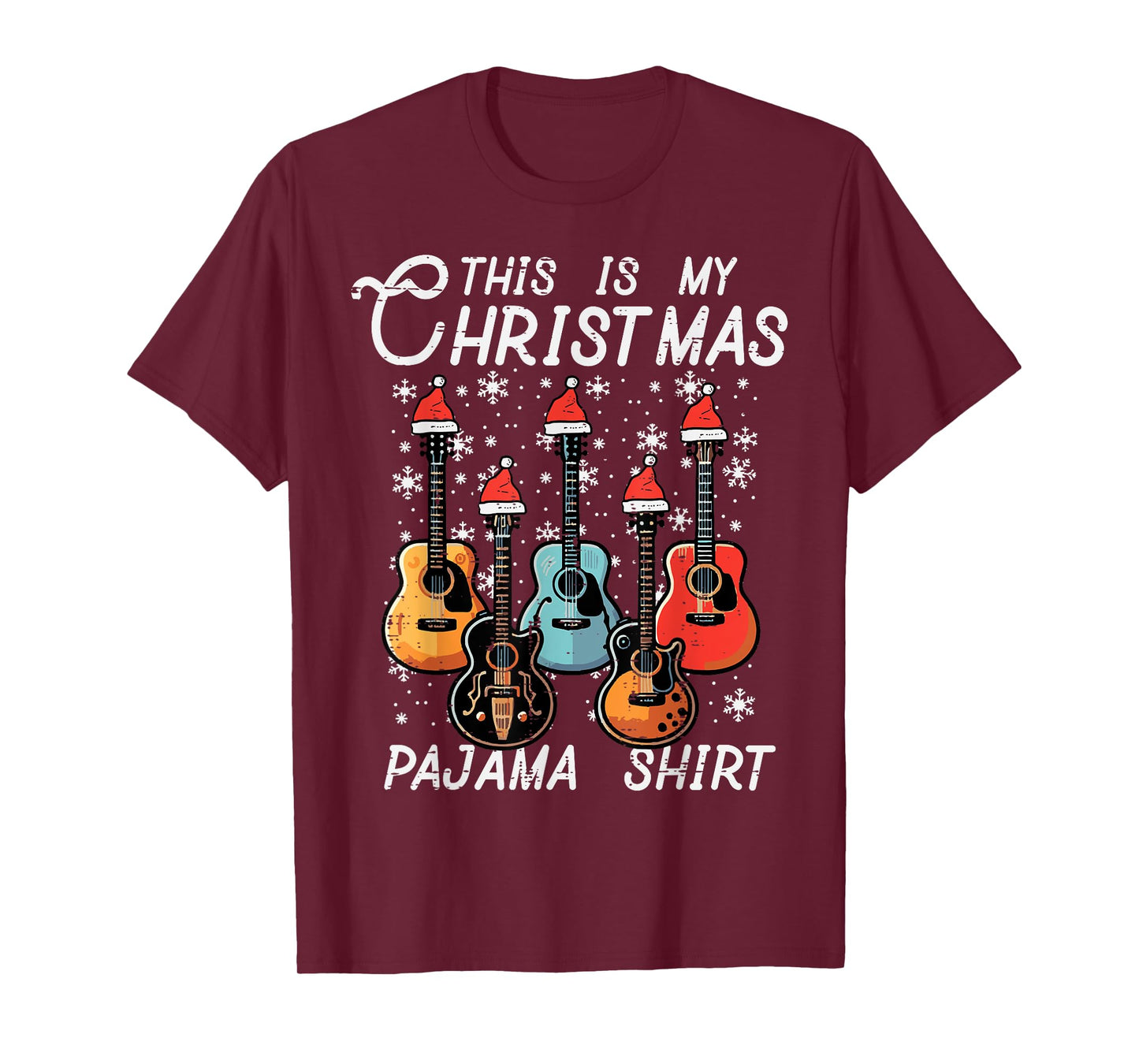 My Christmas Pajama Shirt Guitars Xmas Rock Men Boys Kids T-Shirt