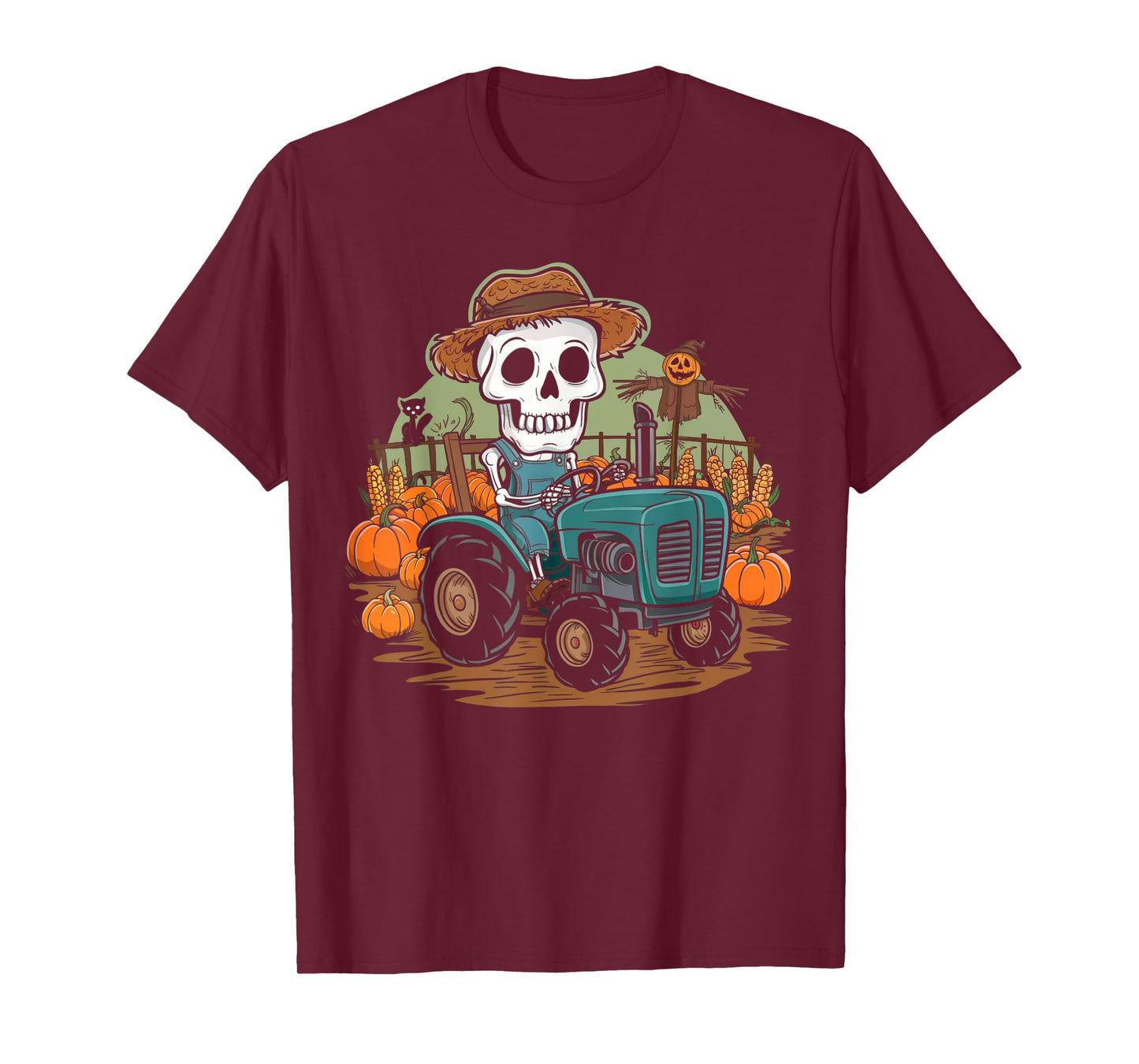 Halloween Farmer Shirt Spooky Tractor Farm Skeleton Farming T-Shirt