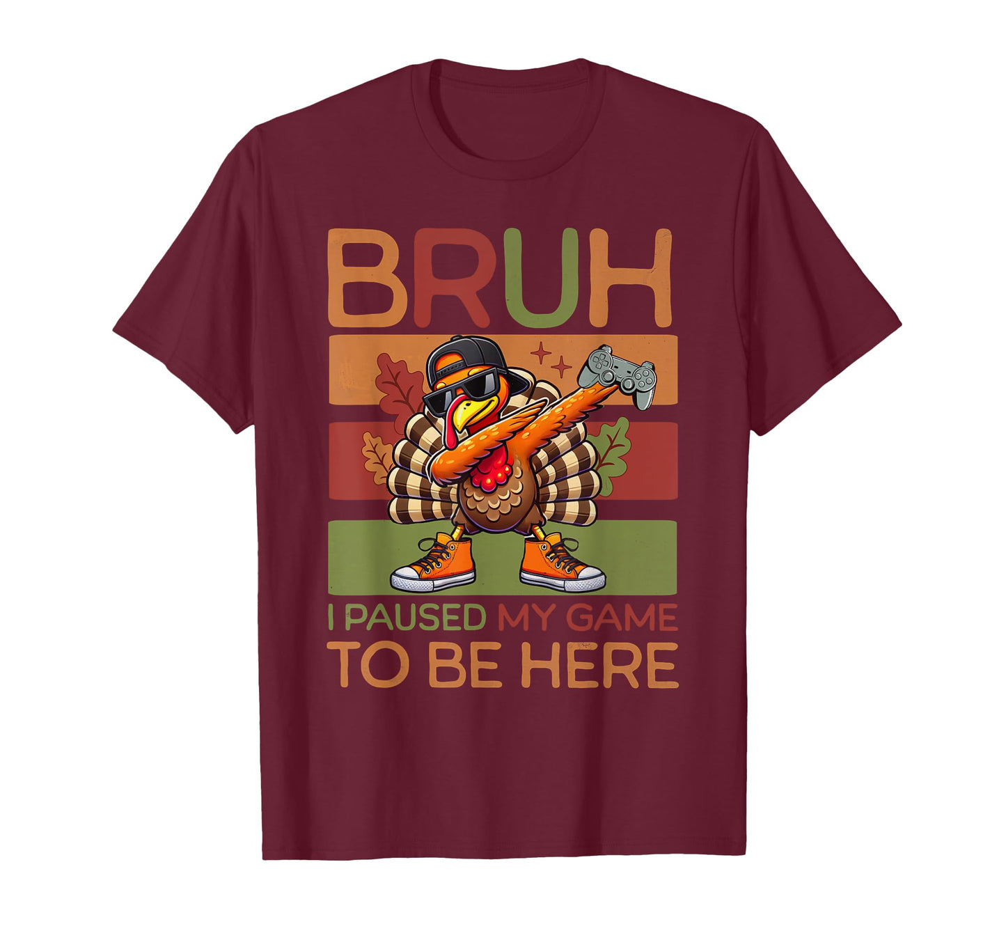Bruh I Paused My Game To Be Here Thanksgiving Kid Boys Gamer T-Shirt