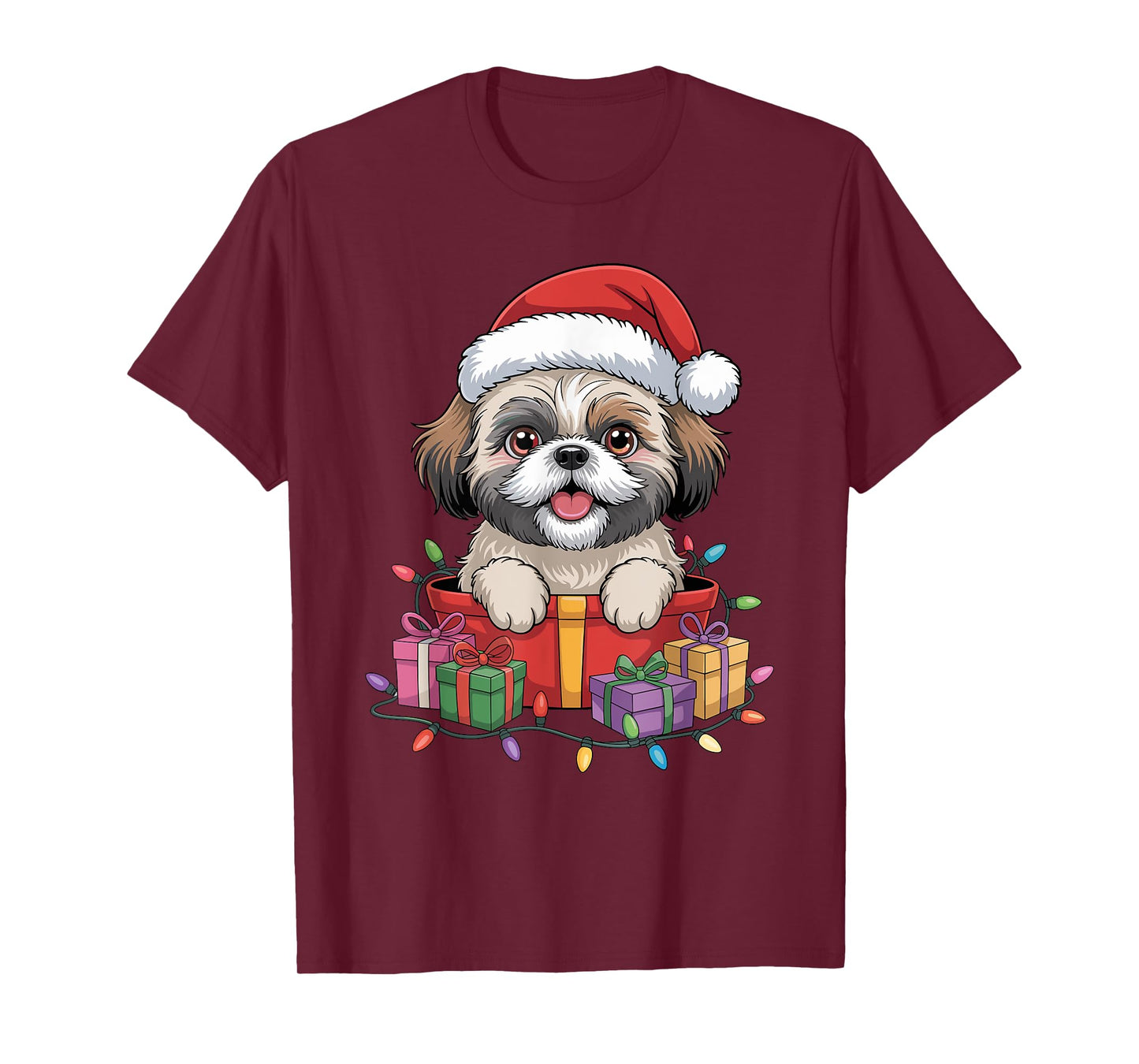 Cute Shih Tzu Christmas Xmas Design Funny Dog Lover Holiday T-Shirt