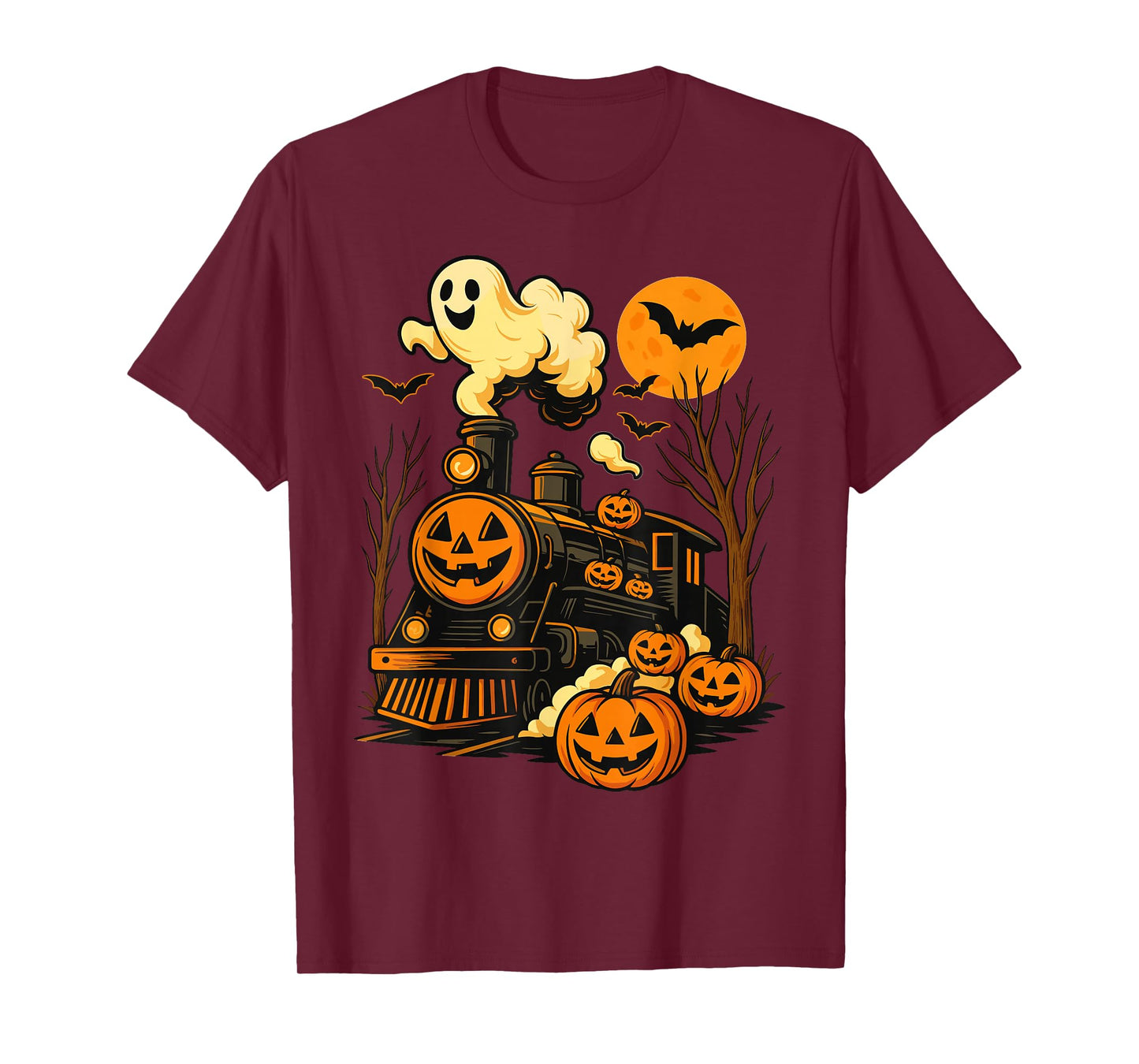 Vintage Halloween Train Pumpkin Railroad Trains Lover T-Shirt