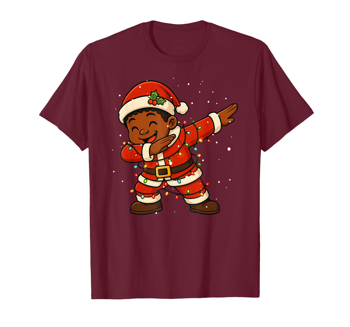 Funny Black Kid Dabbing Merry Christmas Santa Xmas Boys Girl T-Shirt