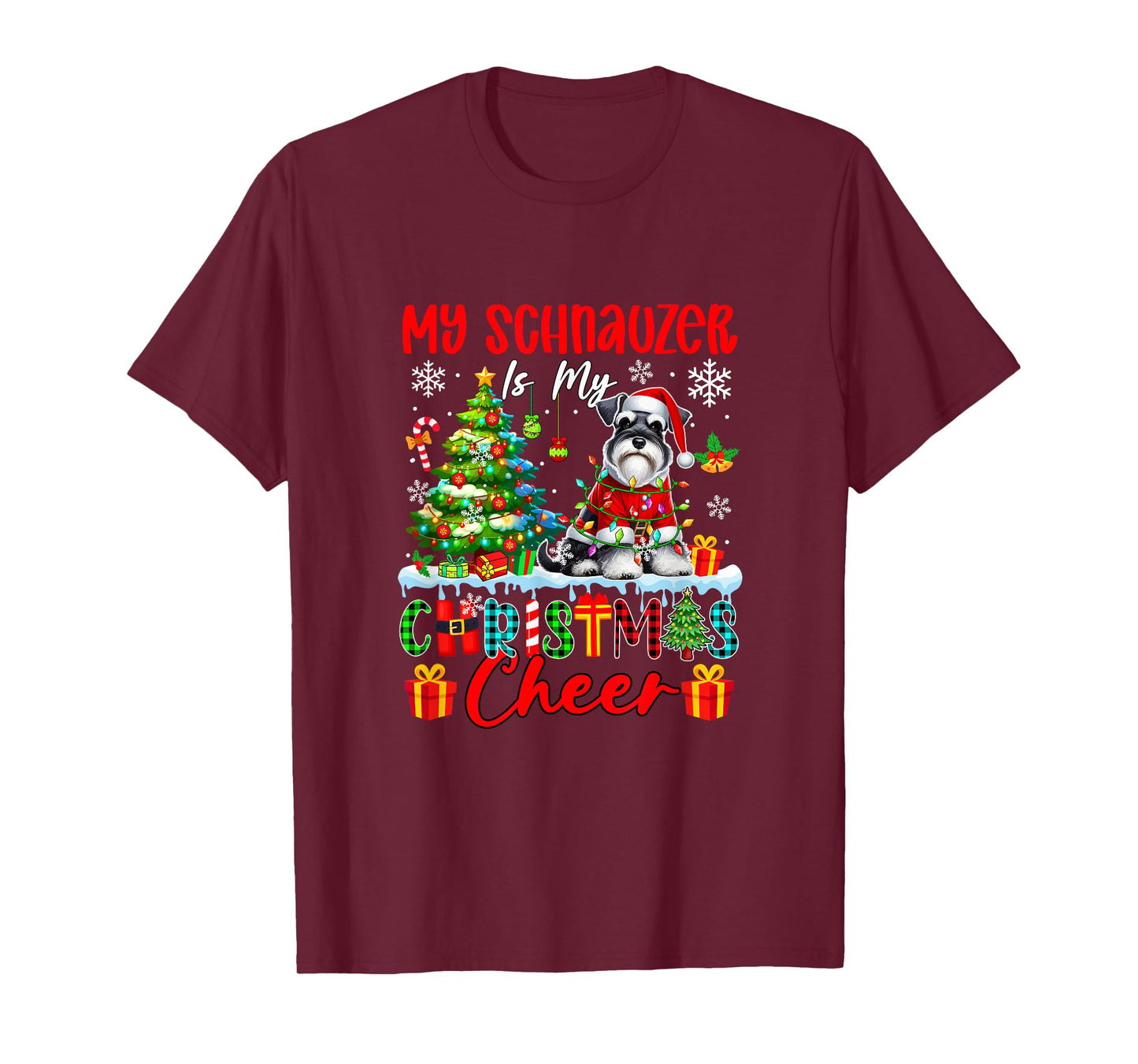 My Schnauzer is My Xmas Cheer Funny Santa Dog Owner Kids T-Shirt