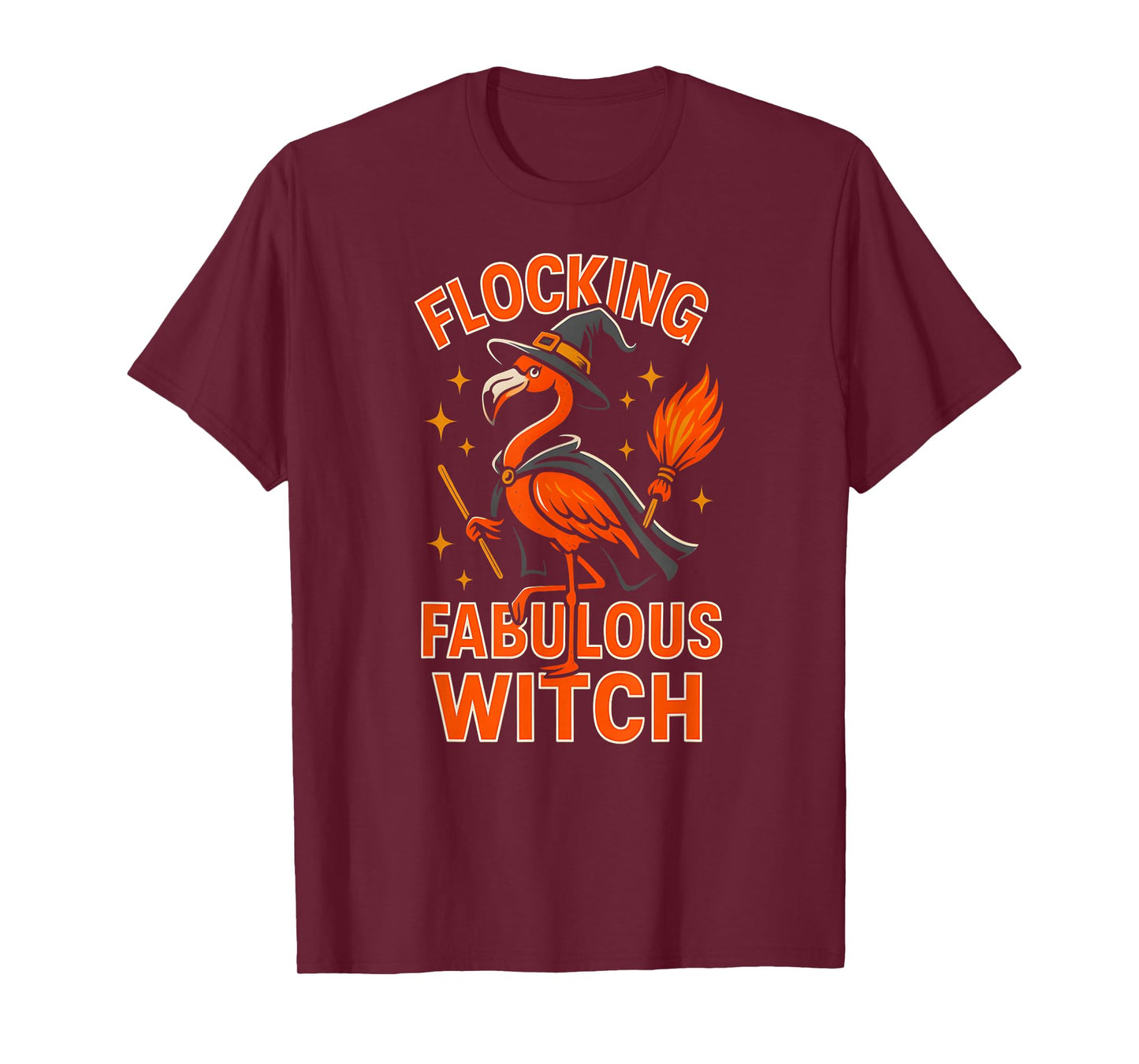 Flocking Fabulous Witch Flamingo Halloween Women's Spooky T-Shirt