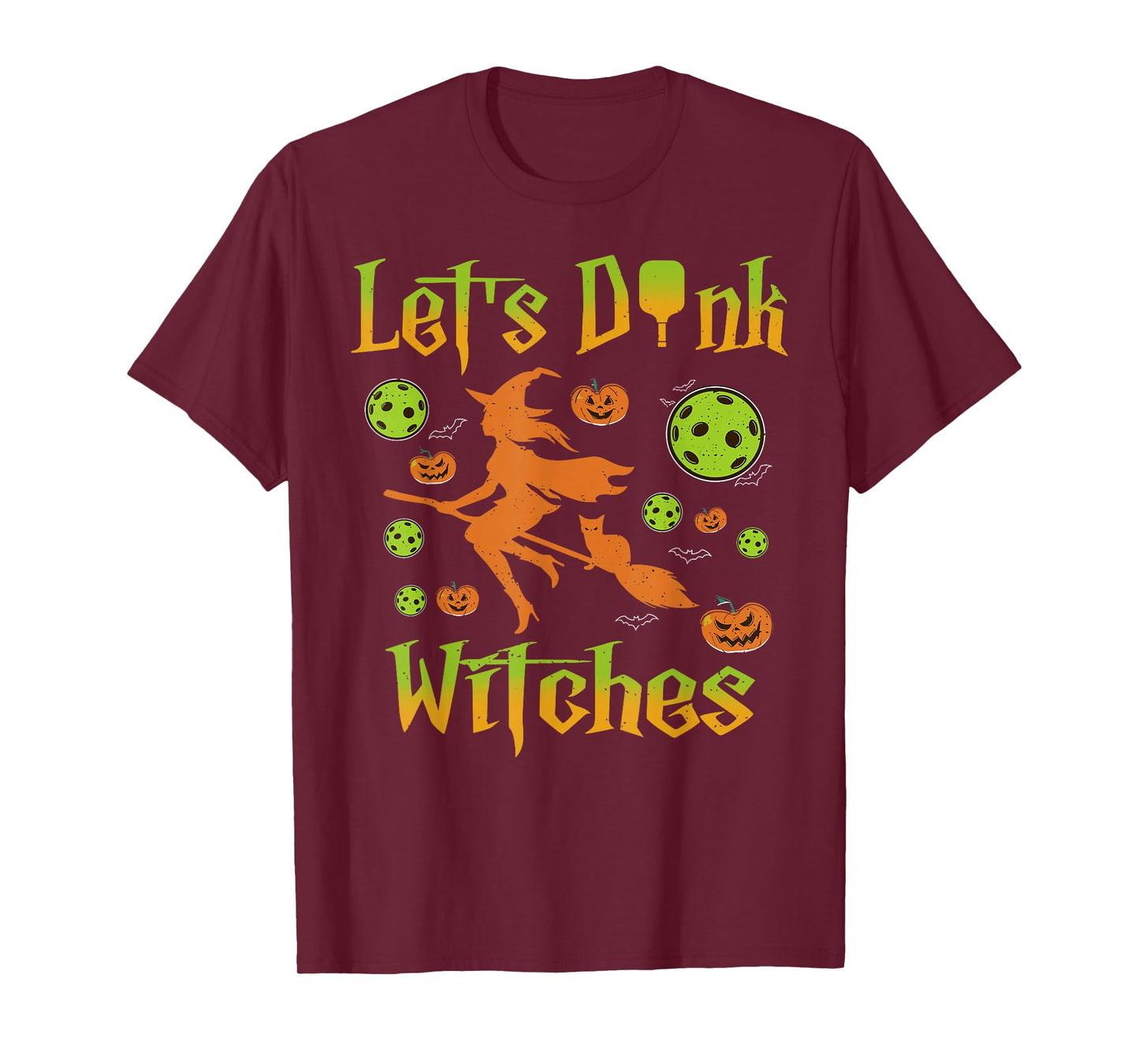 Vintage Lets Dink Witches Pickleball Halloween Season Women T-Shirt