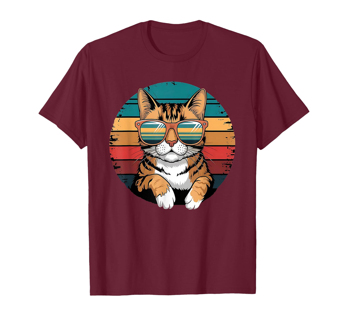 Vintage Style Orange Tabby Cat Friendly Wearing Sunglasses. T-Shirt for Men Women Kids