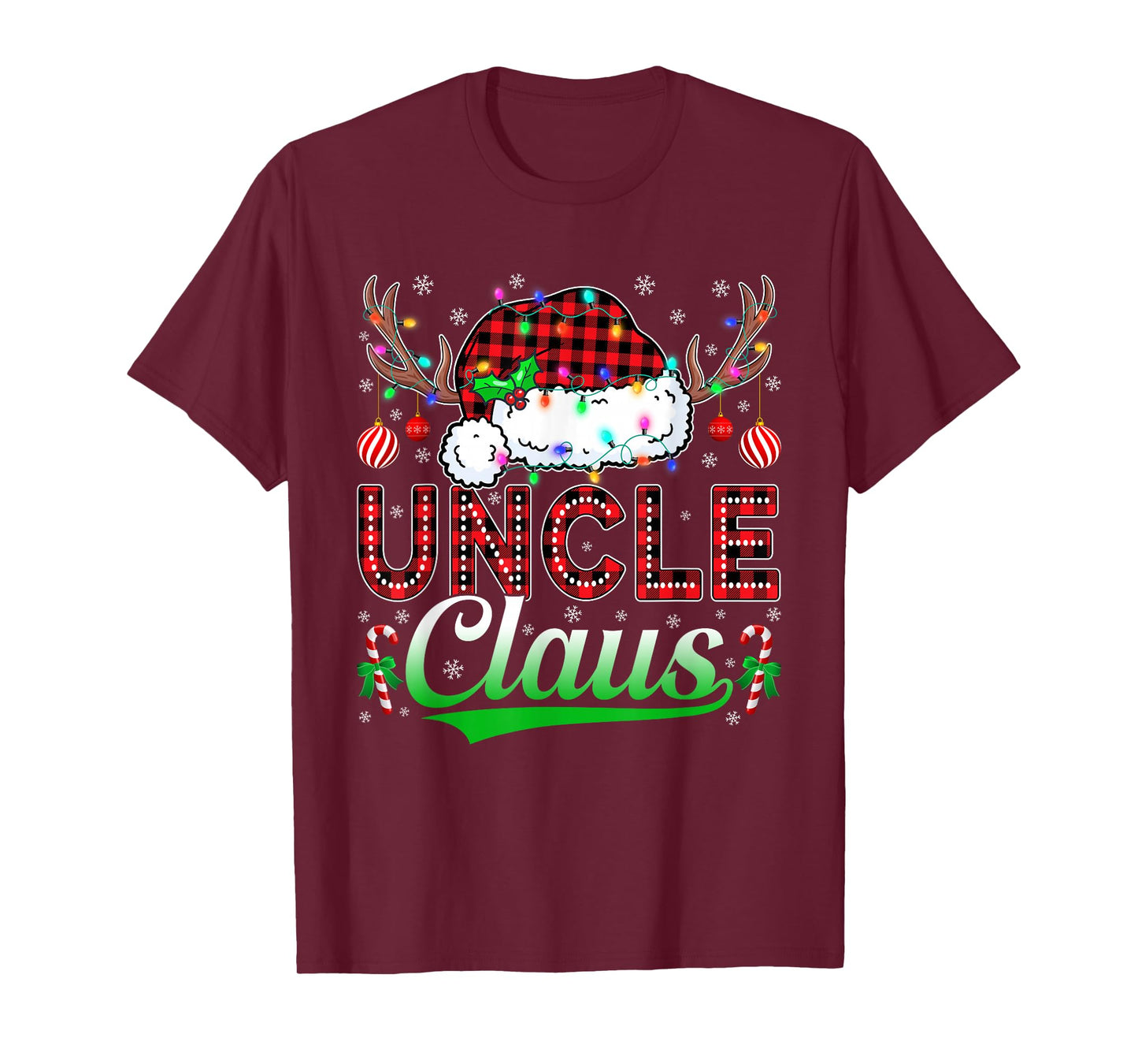 Uncle Claus Christmas Lights Matching Family Xmas Pajama T-Shirt