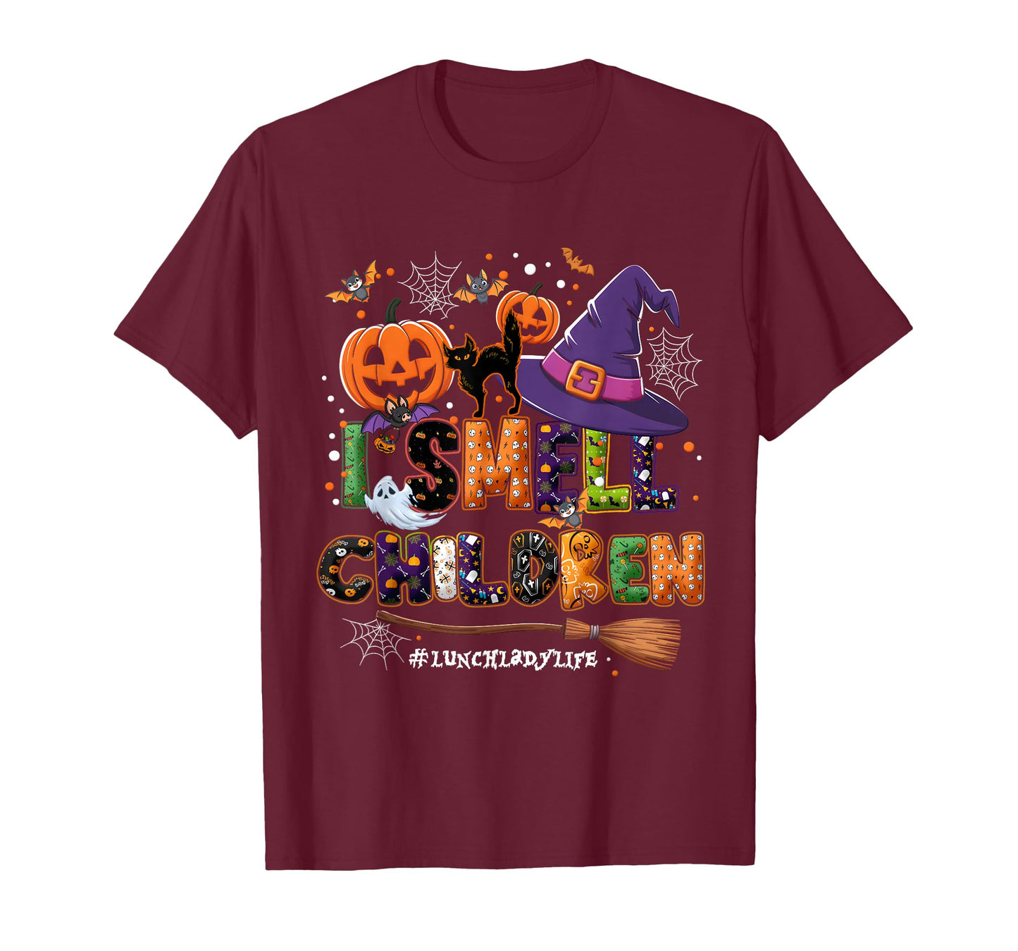 I Sme ll Children Halloween Witch Hat Pumpkin Black Cat Bats T-Shirt