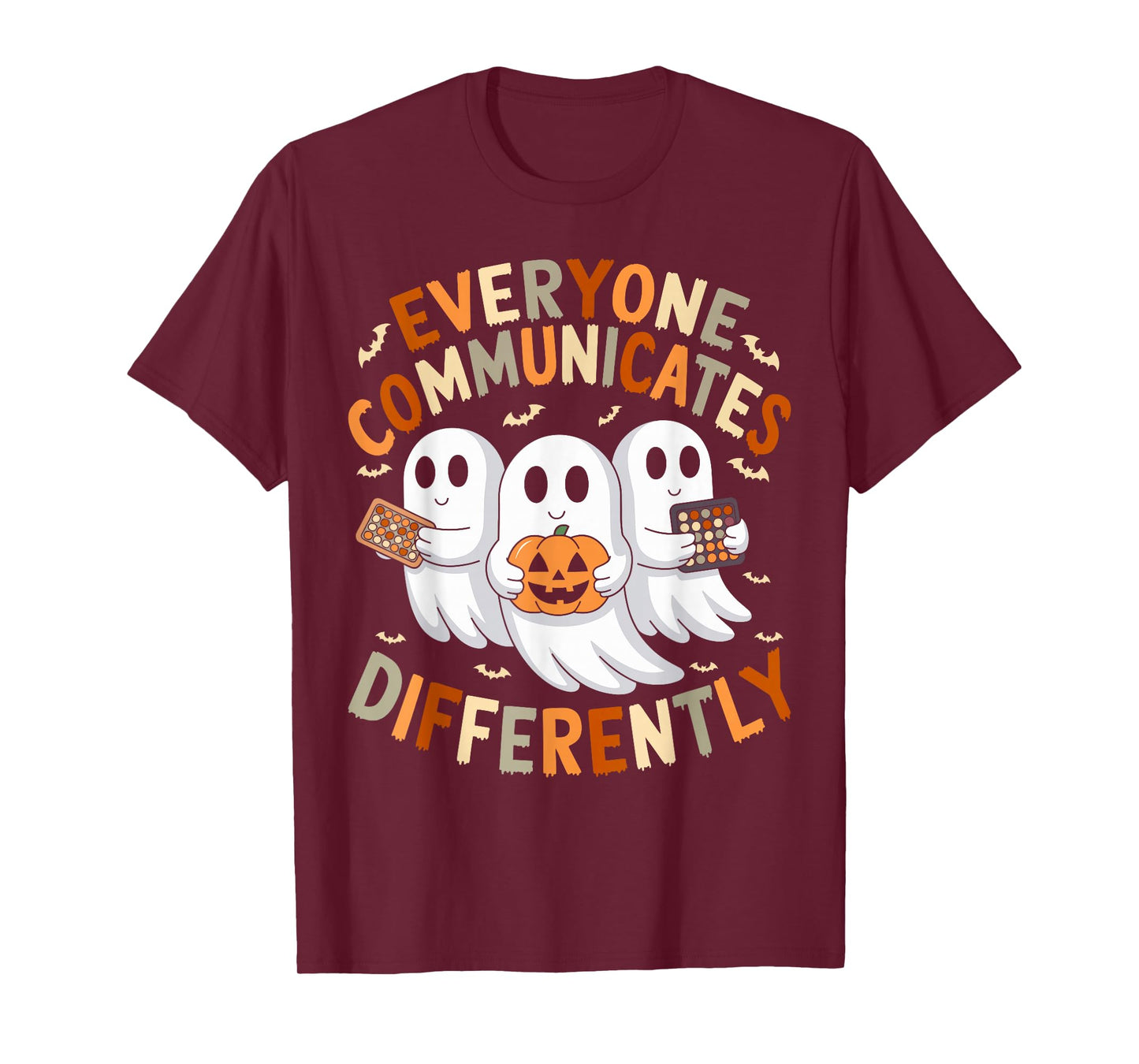 Everyone Communicates Differently Halloween Autism Teacher T-Shirt