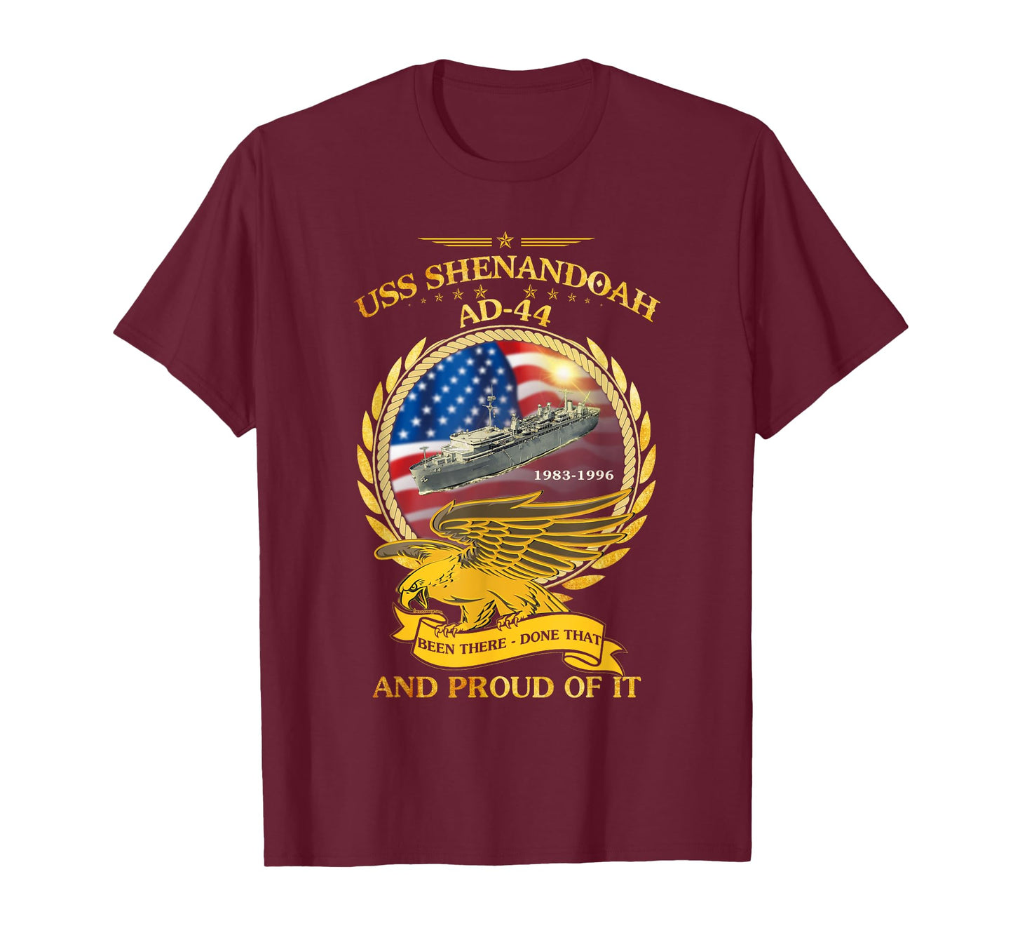 LoveUsNavy-2022 Unisex-Adults Classic Fit Black Small USS Shenandoah (AD-44) 1983-1996 Graphic T-Shirt