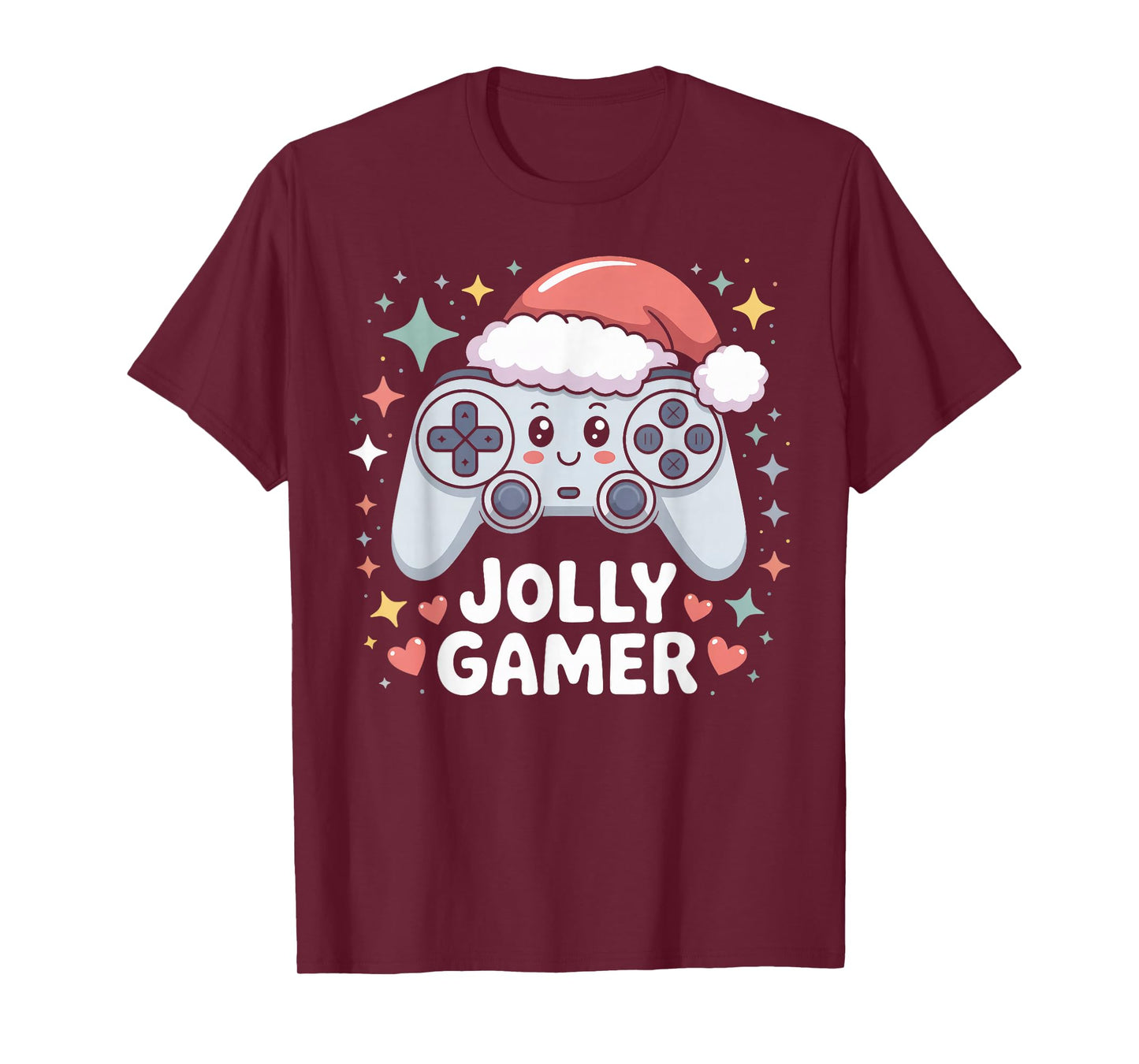 Jolly Gamer Controller with Santa Hat Christmas Video Game T-Shirt