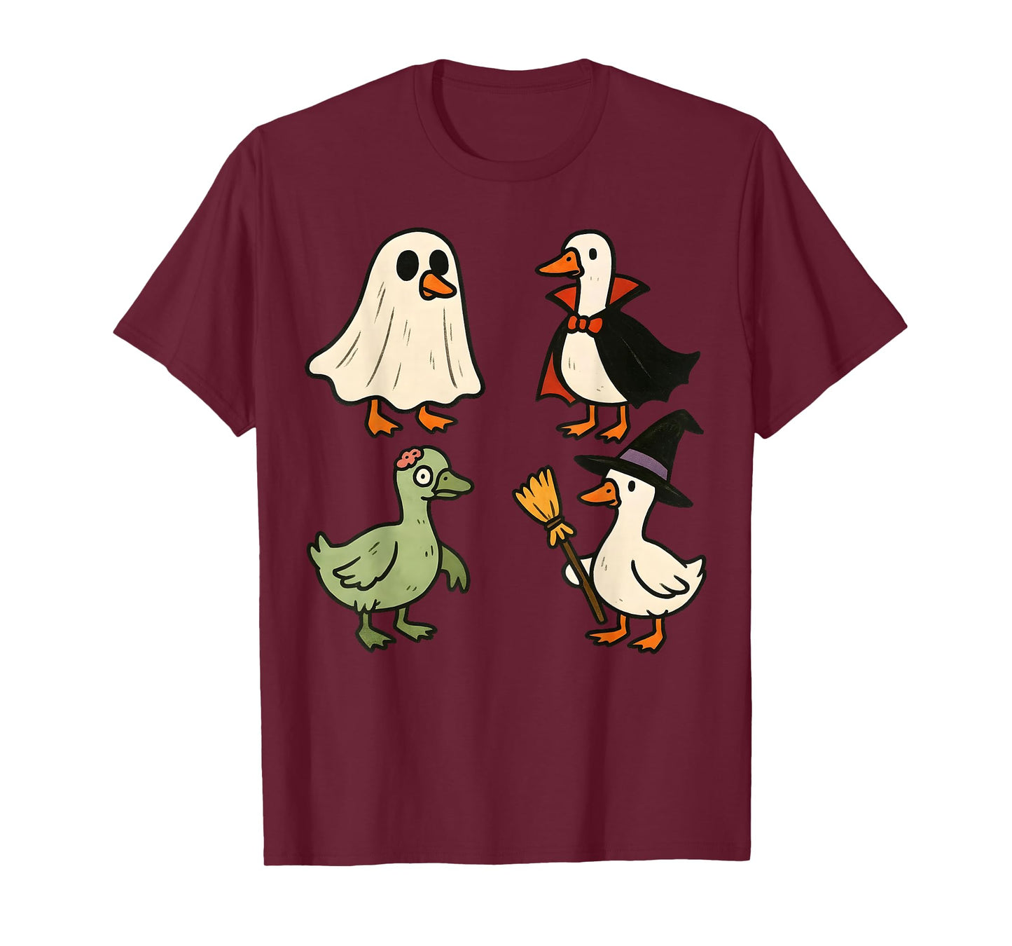 Goose Spooky Witch Boo Zombie Cute Goose Halloween Girls T-Shirt