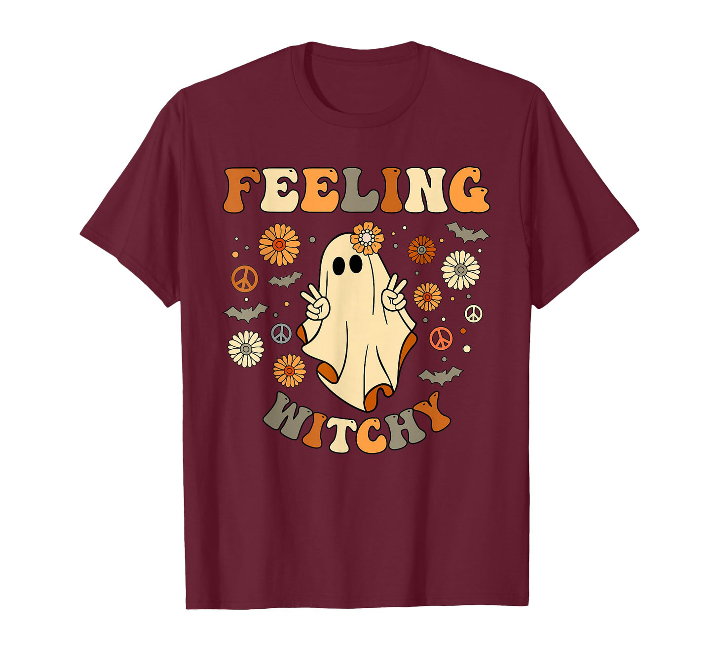 Feeling Witchy Groovy Ghost Halloween T-Shirt