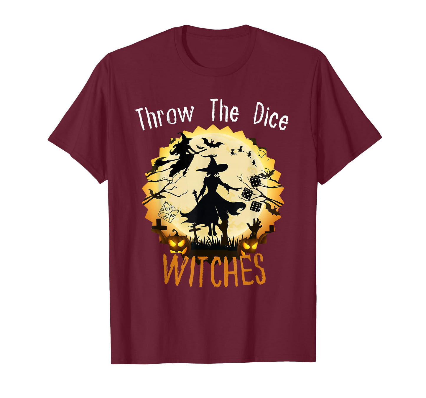 Throw The Dice Witches Bunco Game Halloween Party Apparel T-Shirt