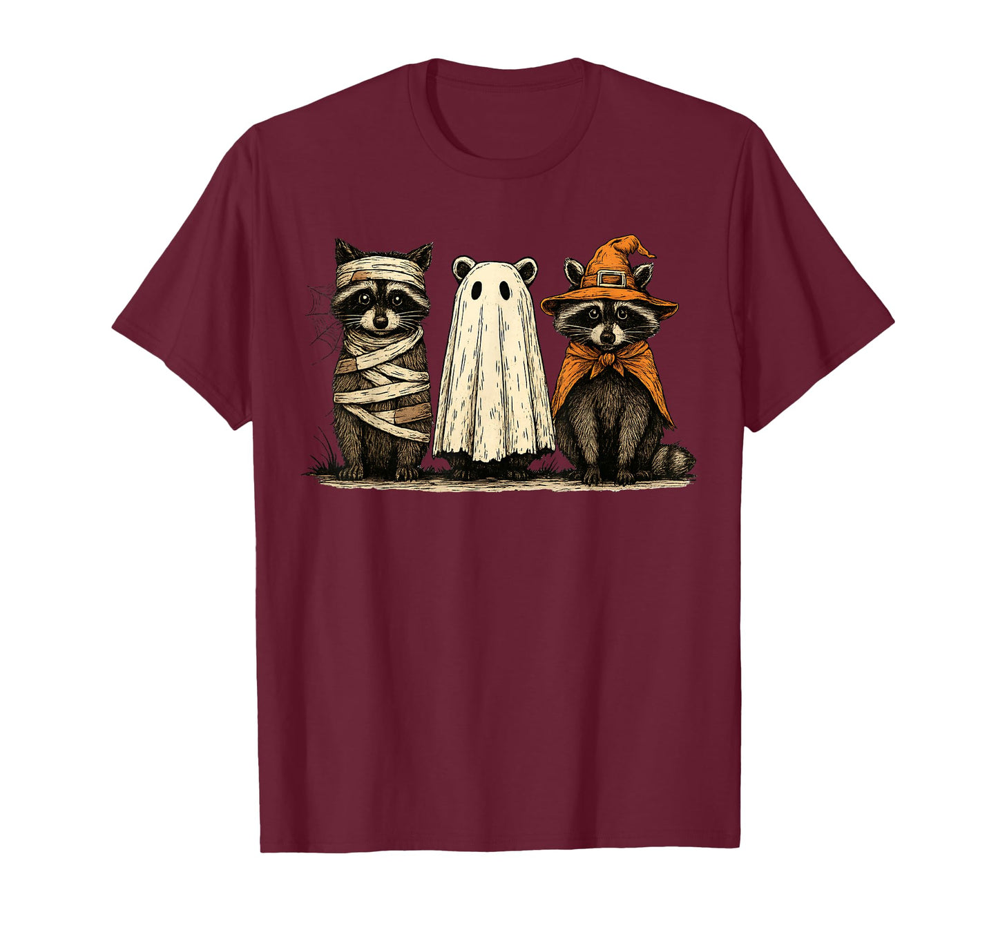 Cute Halloween Raccoon Ghost Witch Costume T-Shirt