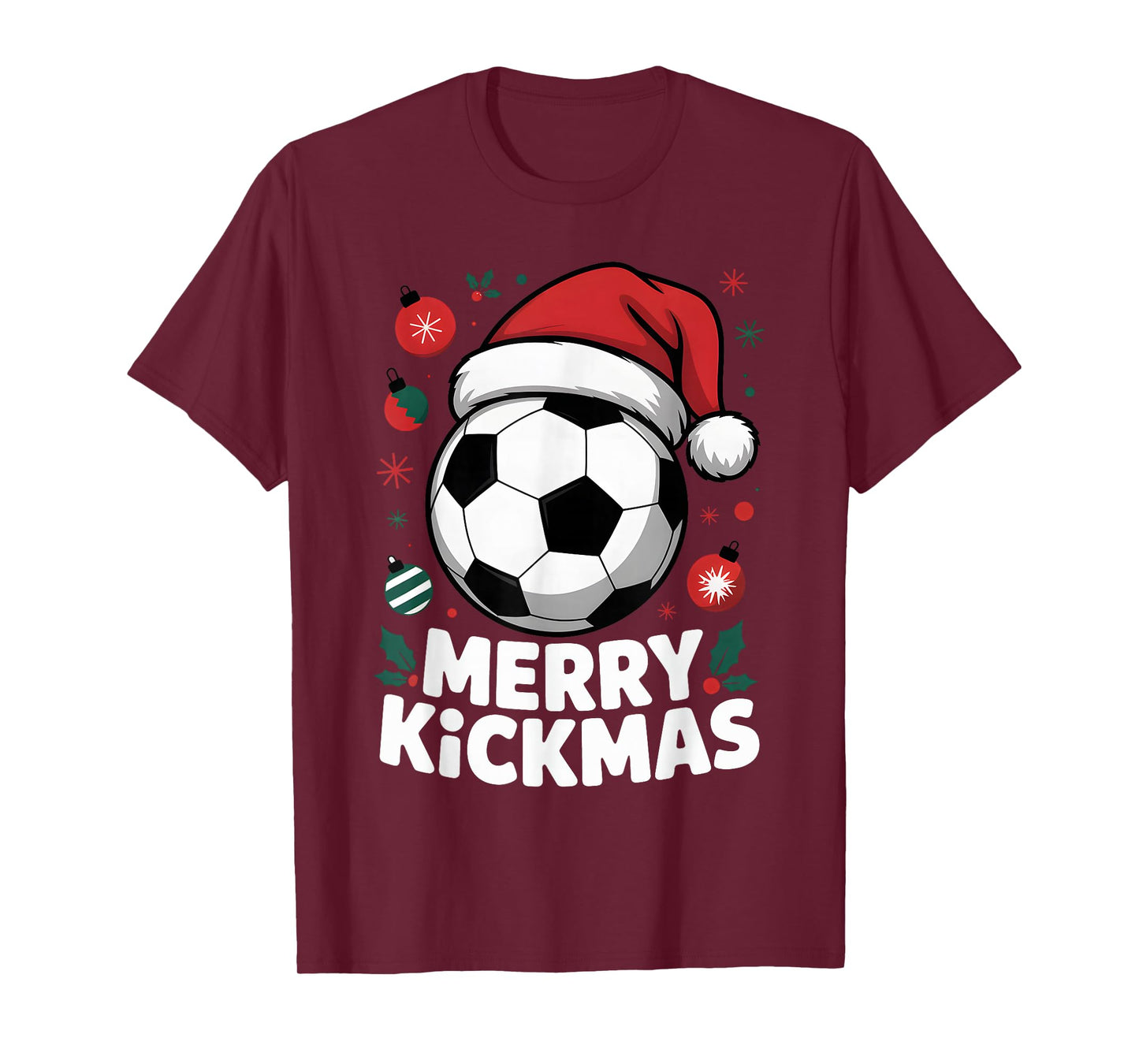 Merry Kickmas Christmas Santa Soccer Ball Graphic Kids Boys T-Shirt