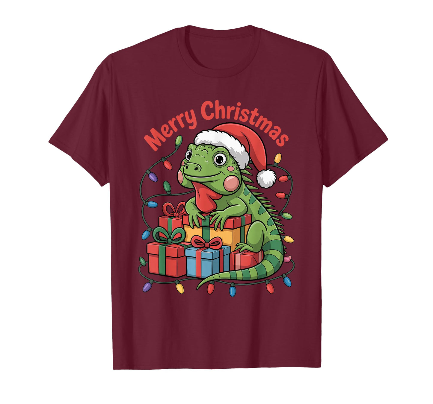 Iguana Santa Hat Christmas Design Funny Animal Lover Holiday T-Shirt