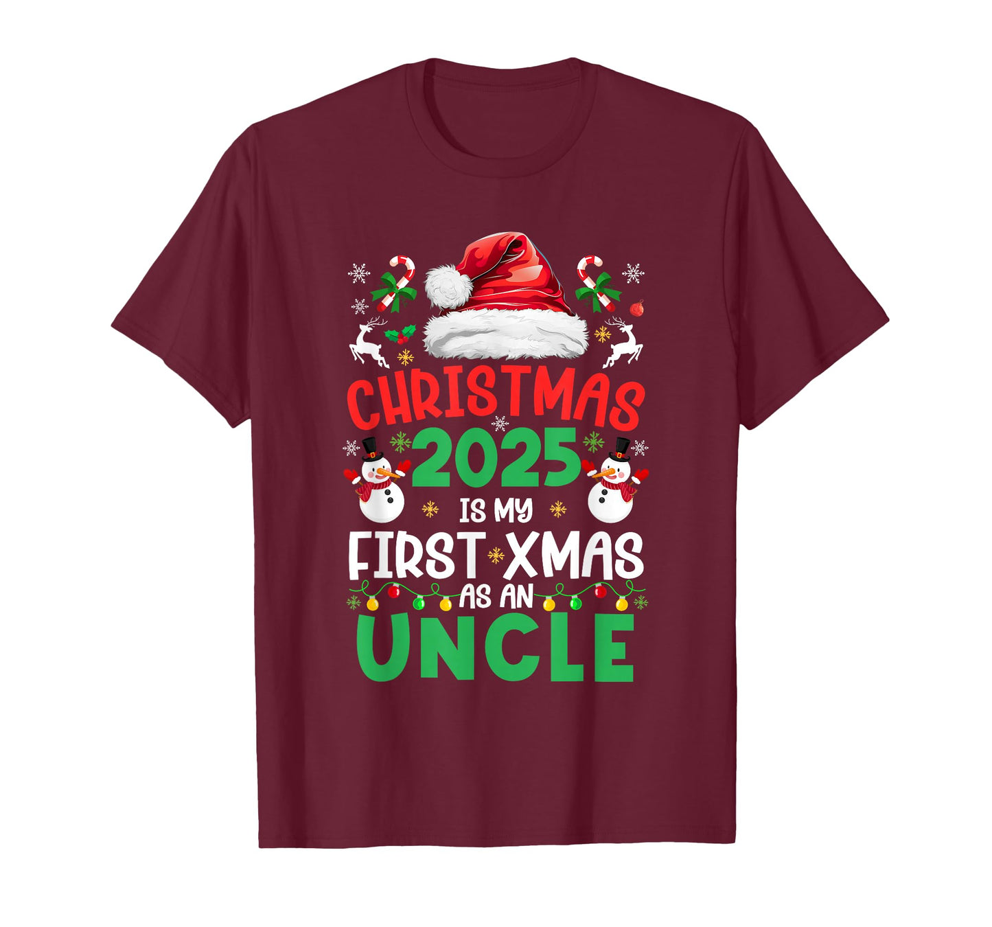 Funny Christmas 2025 is My First Xmas As an Uncle Family T-Shirt