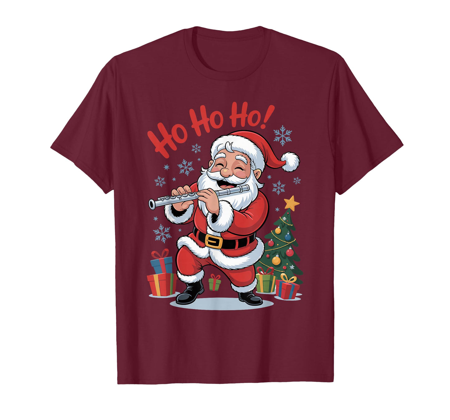 Funny Santa Playing Flute Holiday Chrismas Xmas Pajama T-Shirt