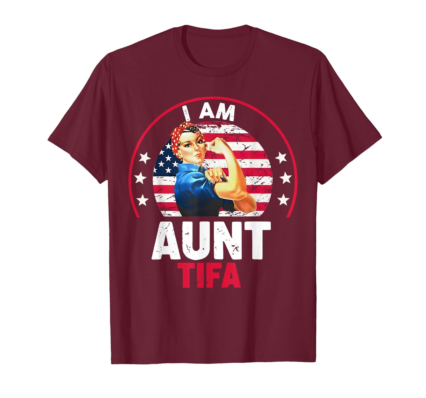 Vintage I Am Aunt Tifa Woman's Girl Aunt Tifa America Flag T-Shirt
