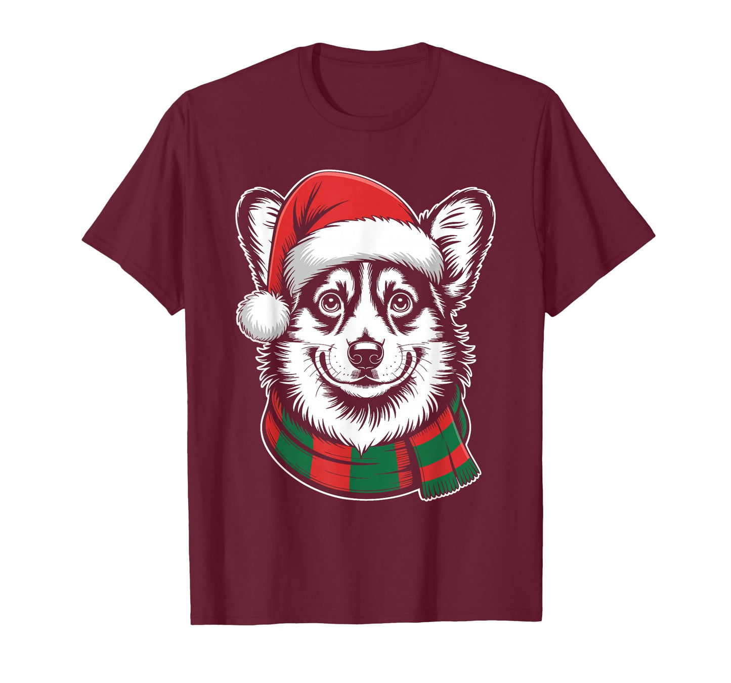 Welsh Corgi Xmas Santa Hat Scarf Christmas Costume T-Shirt