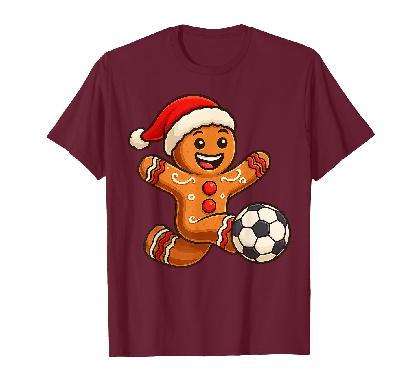 Gingerbread Man Christmas Soccer Tees Men Women Kids T-Shirt