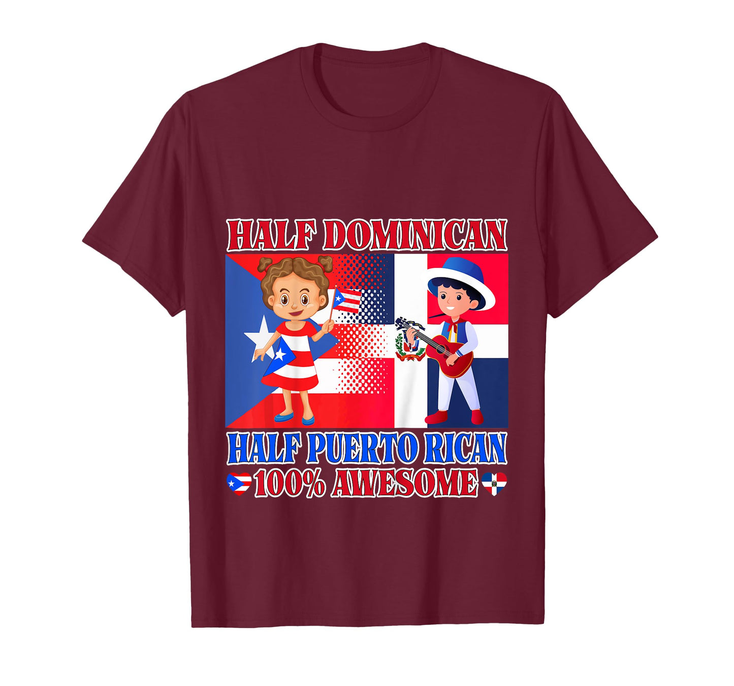 Half Puerto Rican Half Dominican Republic Flag Toddler Girls T-Shirt