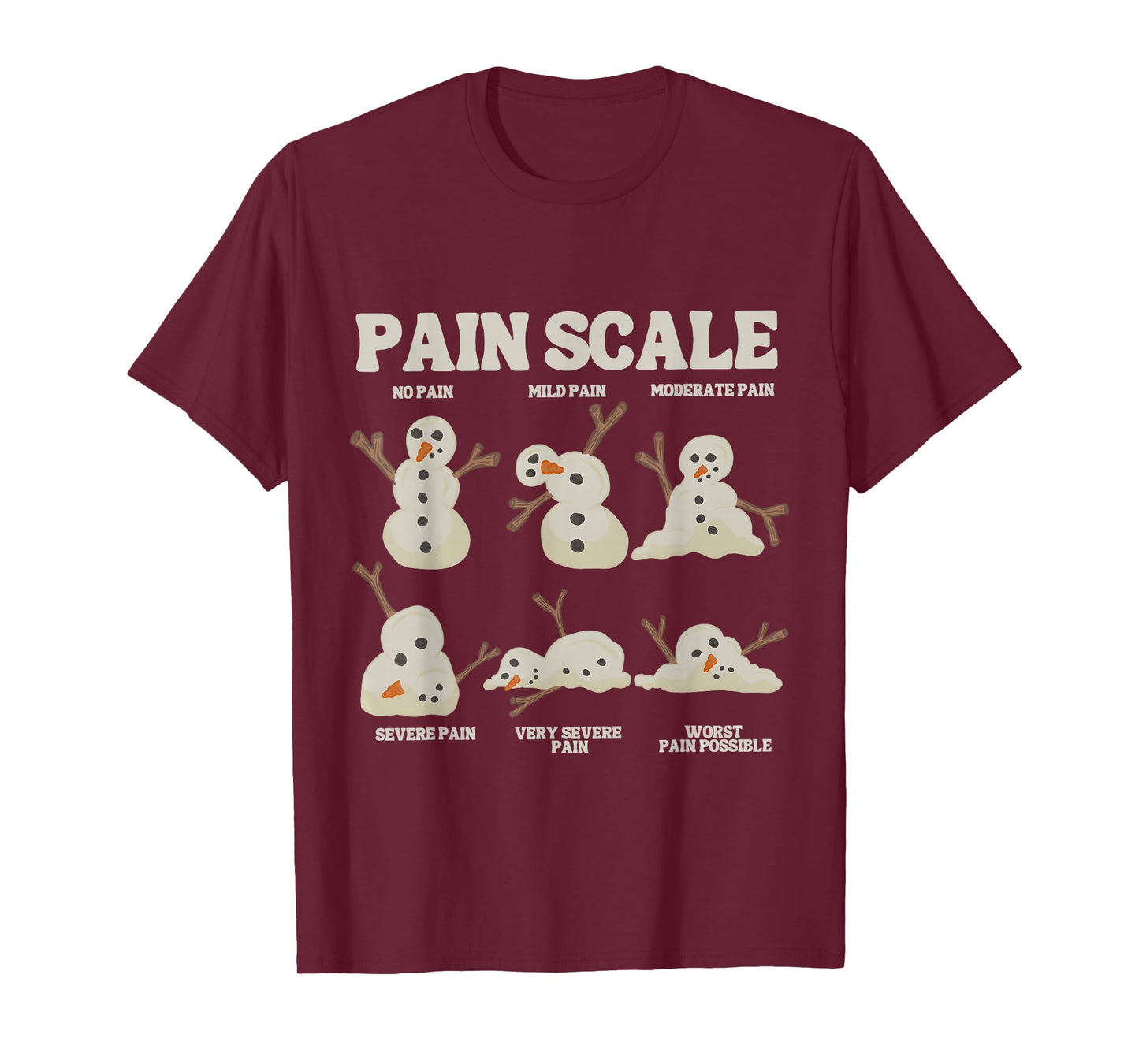 Pain Scale Snowman Funny Nurse Christmas ICU Nurse T-Shirt