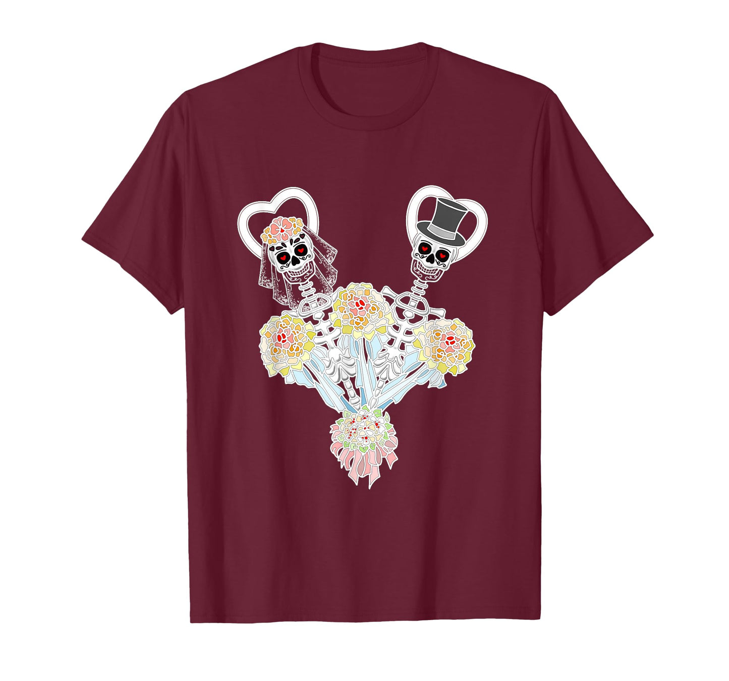 Funny Halloween Skeleton Couple Bride and Groom T-Shirt