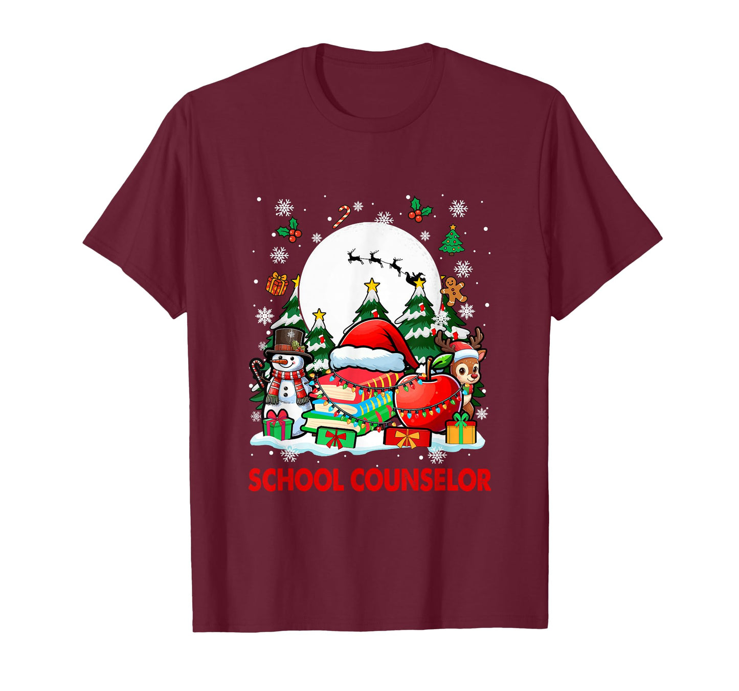 School Counselor Job Tools Santa Snowmen Reindeer Christmas T-Shirt