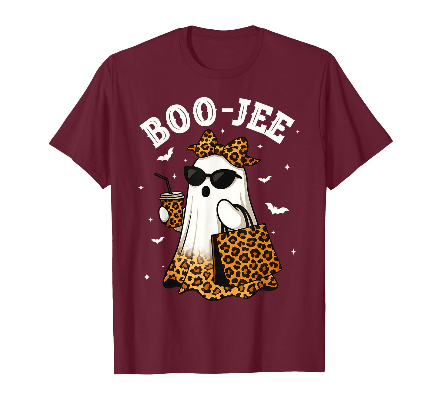 Coquette Leopard Boo-JEE Ghost Halloween Ghost Women Girls T-Shirt