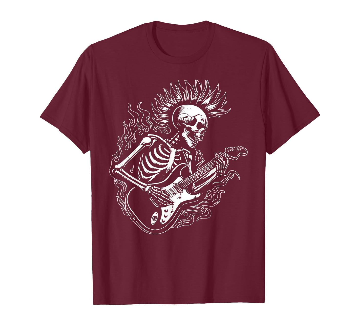 Punk Rock Skeleton Electric Guitar Rocker Men Boys Kids T-Shirt