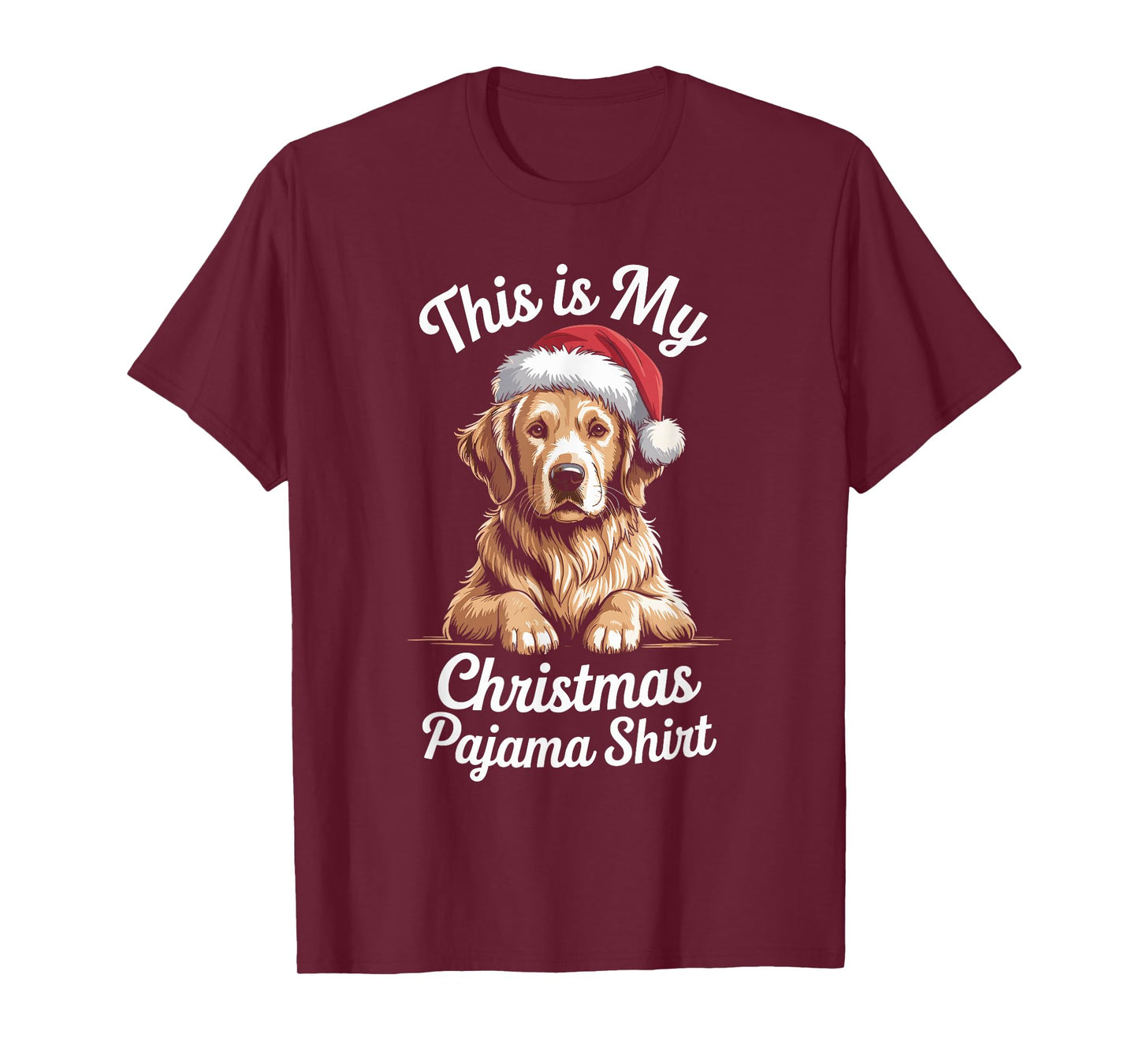 Golden Retriever Dog Santa Hat Christmas Pajama Men Women T-Shirt