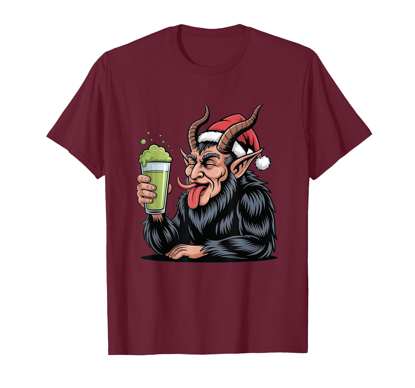 Evil Krampus Dark Santa Christmas Drinking Matcha Tea T-Shirt