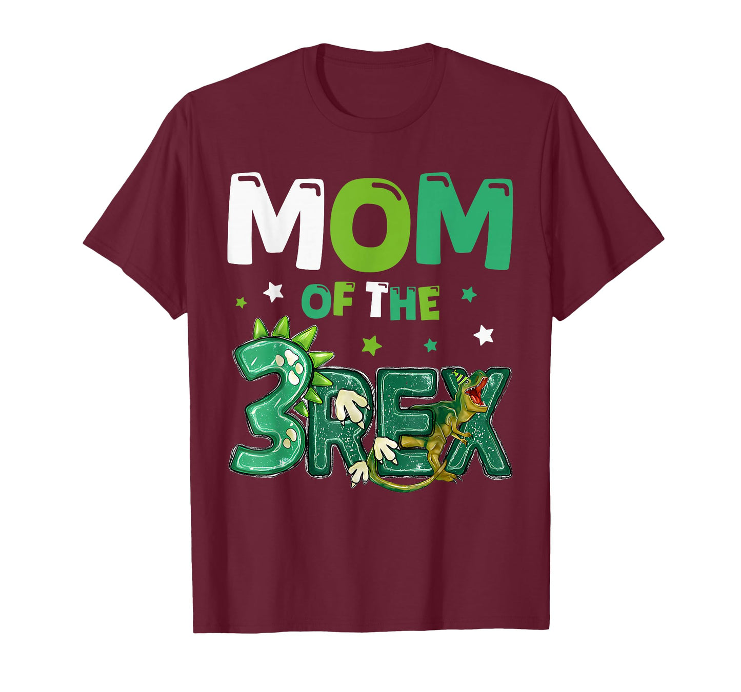 Mom of the Three Rex Birthday Dinosaur Family Matching T-Shirt