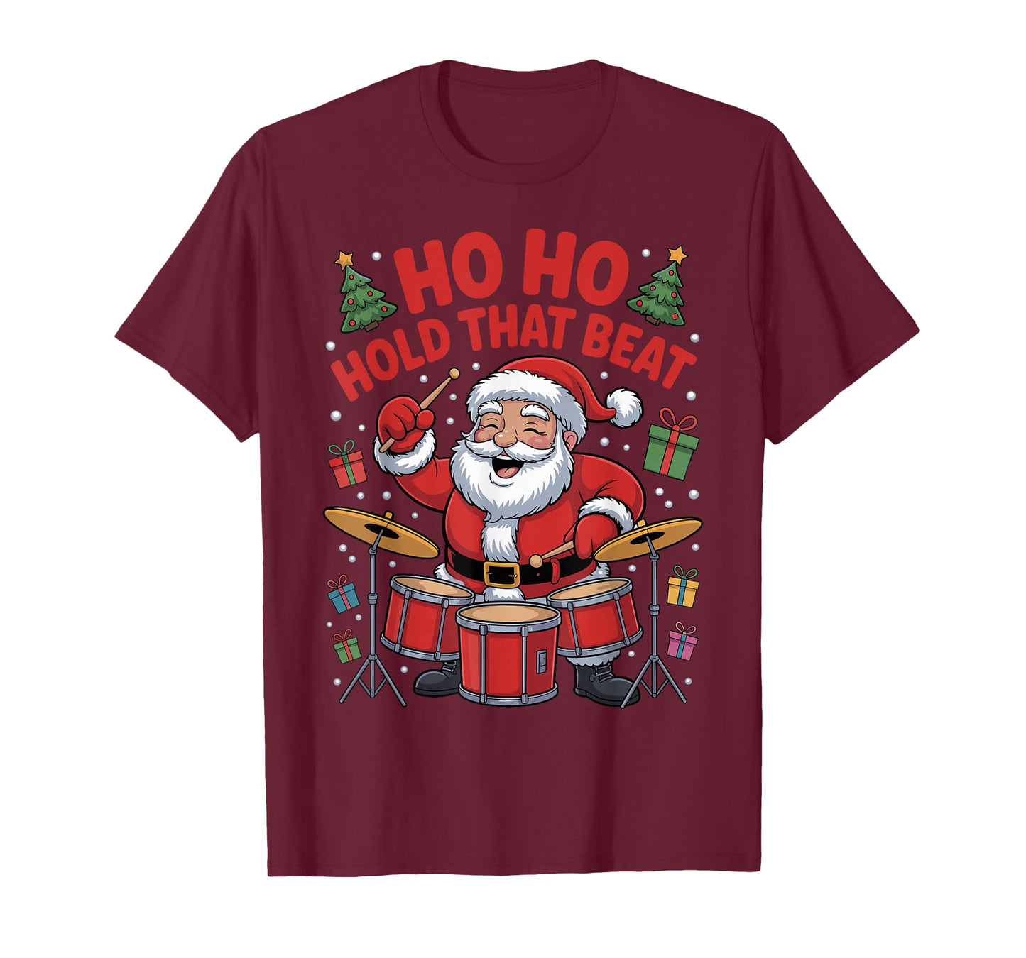 Funny Santa Playing Drums Holiday Chrismas Drummer Pajama T-Shirt