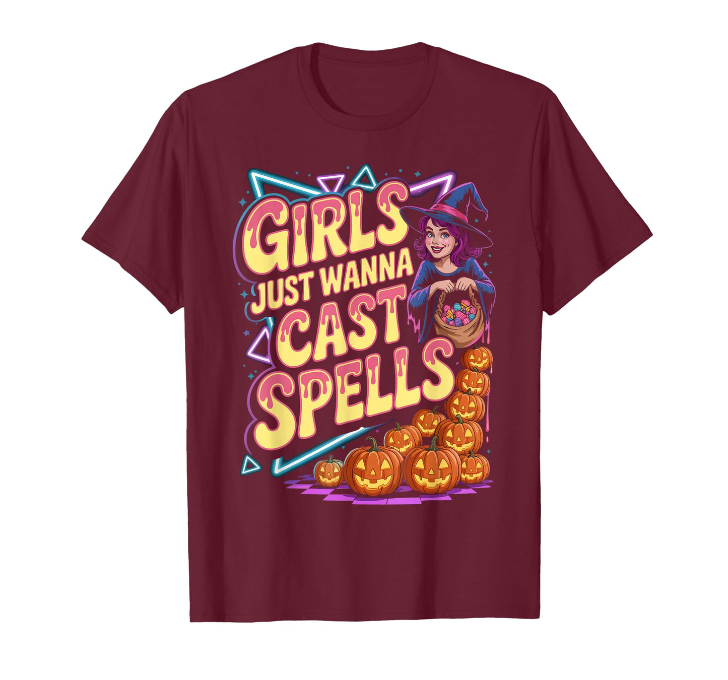 Retro 80s 90s Funny Cast Spells Halloween T-Shirt