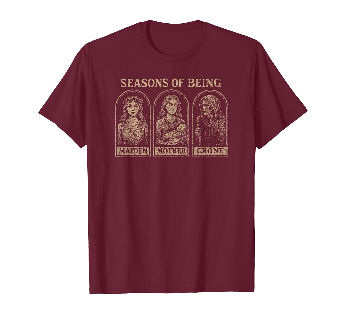 Pagan Wiccan Triple Goddess Seasons Maiden Mother Crone Tee T-Shirt