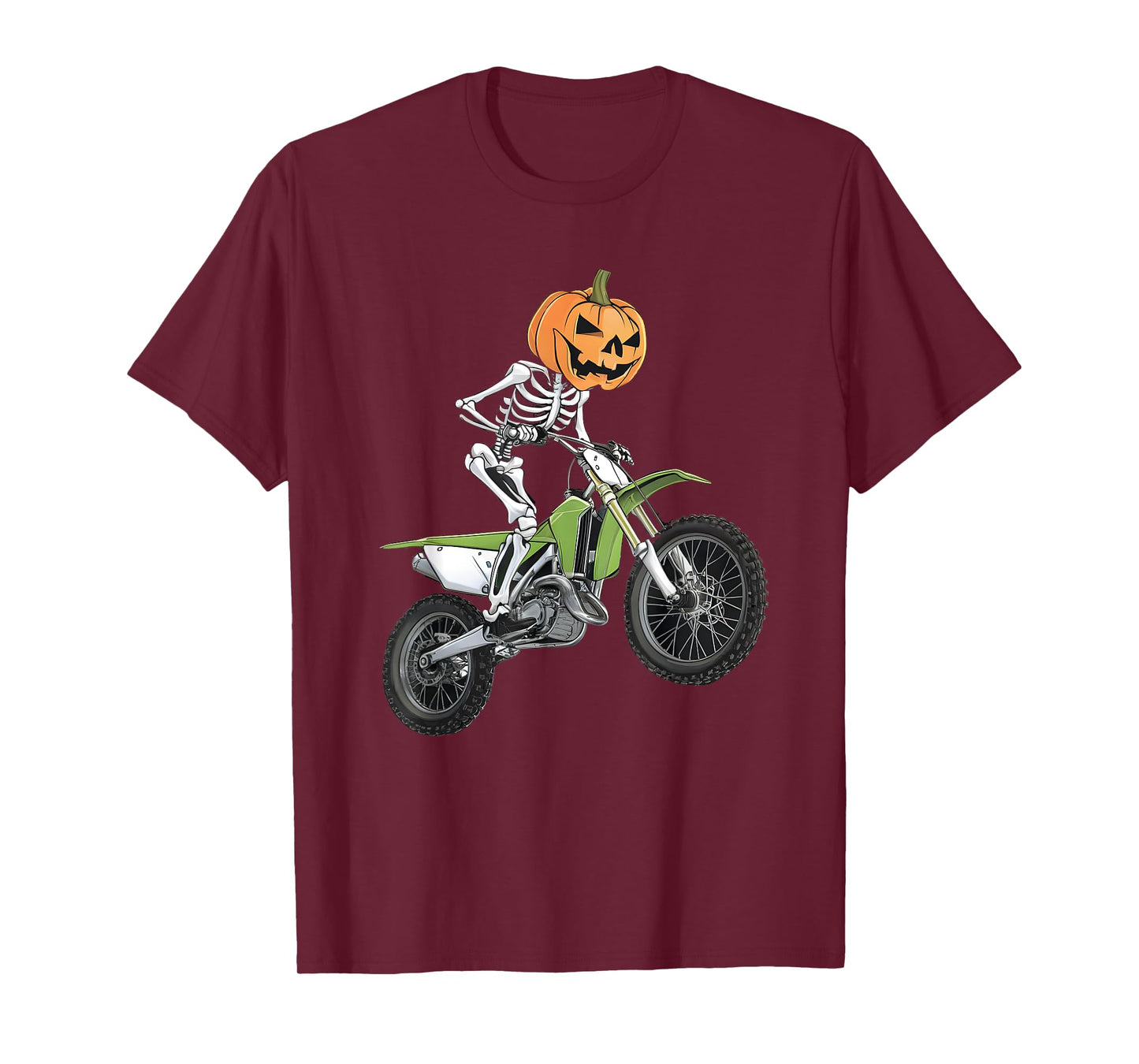 Skeleton Dirt Bike Rider Halloween Pumpkin Motocross Biker T-Shirt