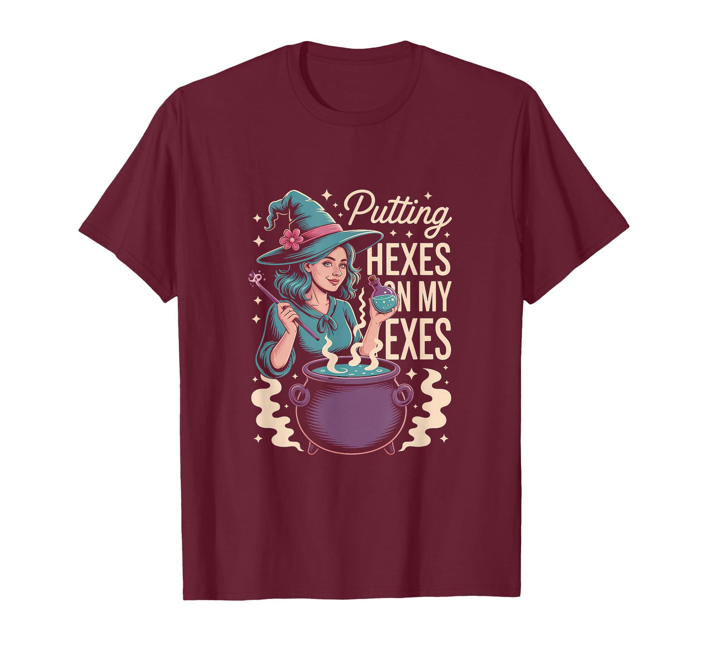 Funny Witch Hexes On My Exes Spooky Halloween T-Shirt