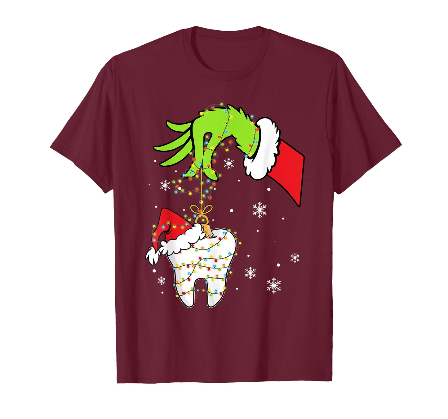 Tooth Dentist Dental Assistant Teeth Christmas Xmas Lights T-Shirt