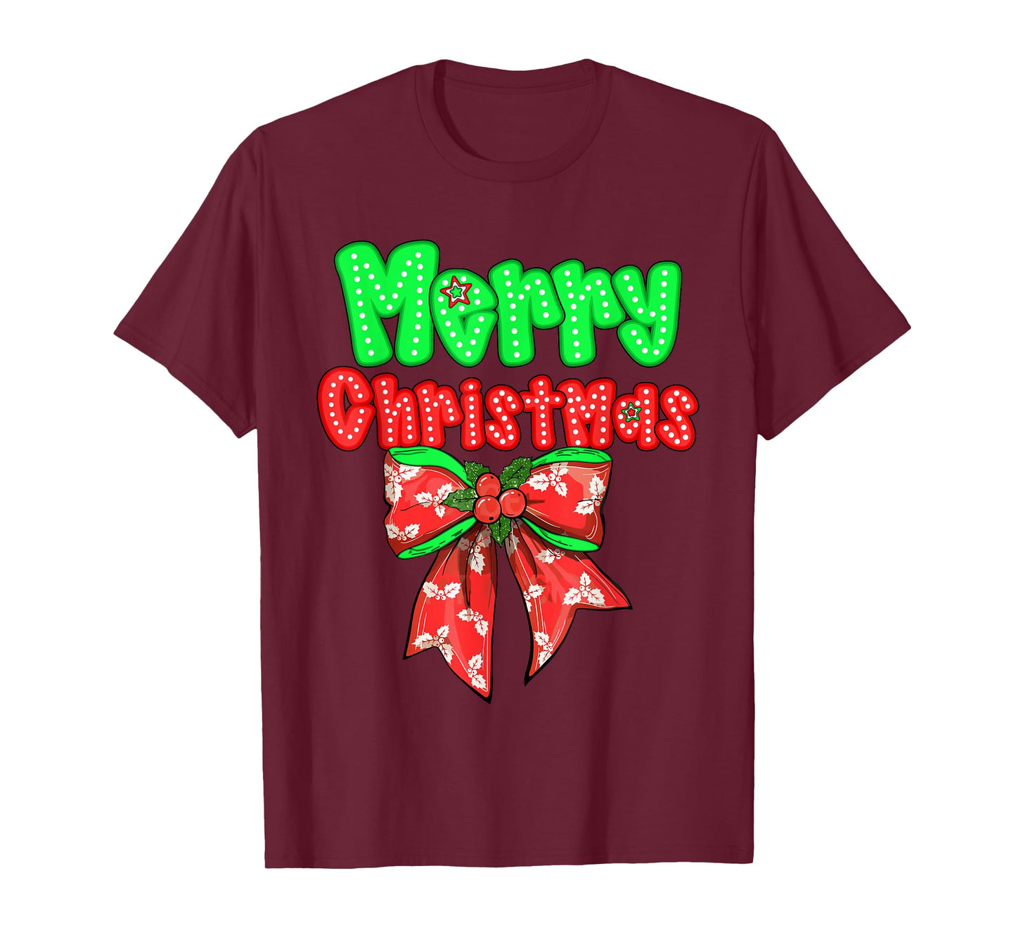 Merry Christmas Bow Red Santa Xmas Coquette Aesthetic T-Shirt