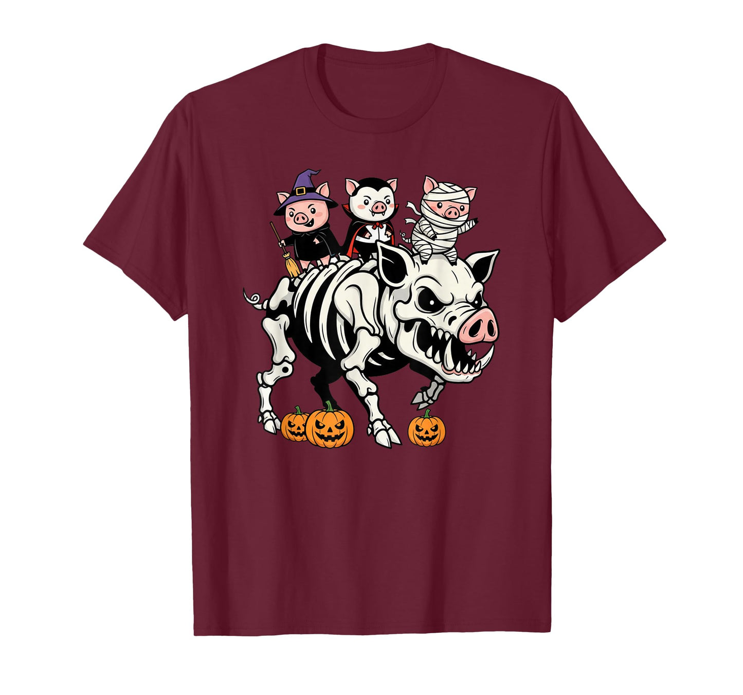 Funny Pig Skeleton Mummy Witch Halloween Kids Mens Womens T-Shirt