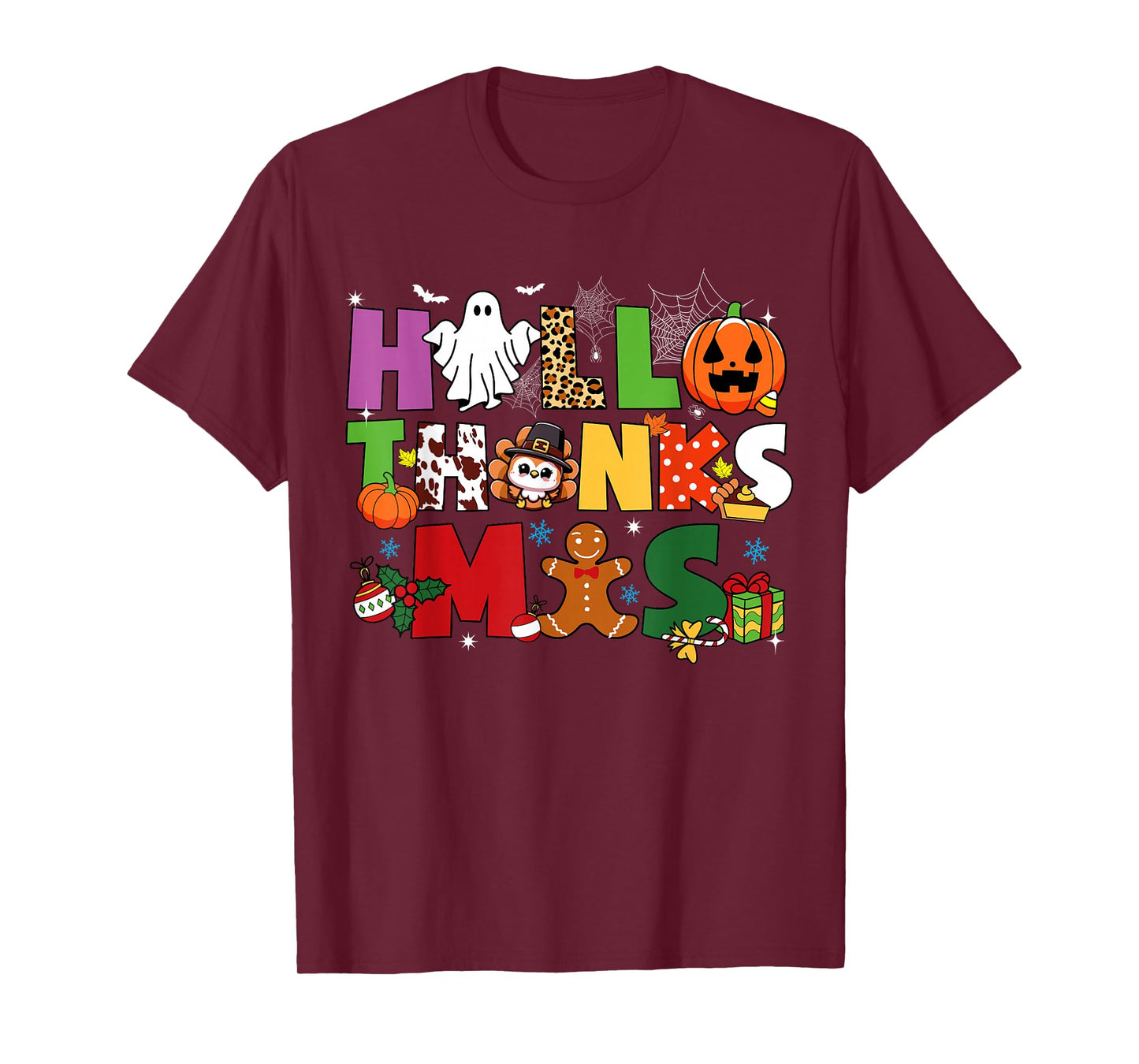 Happy Hallothanksmas Halloween Thanksgiving Christmas Day T-Shirt