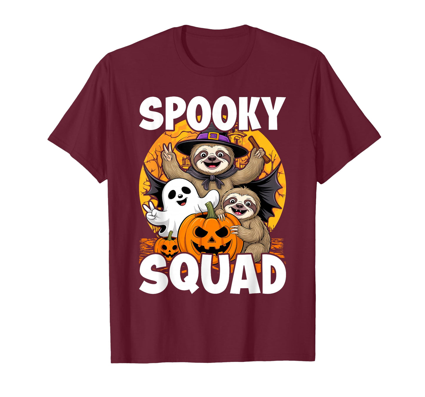Spooky Halloween Squad Three Horror Sloths Cosplay Witch Boo T-Shirt