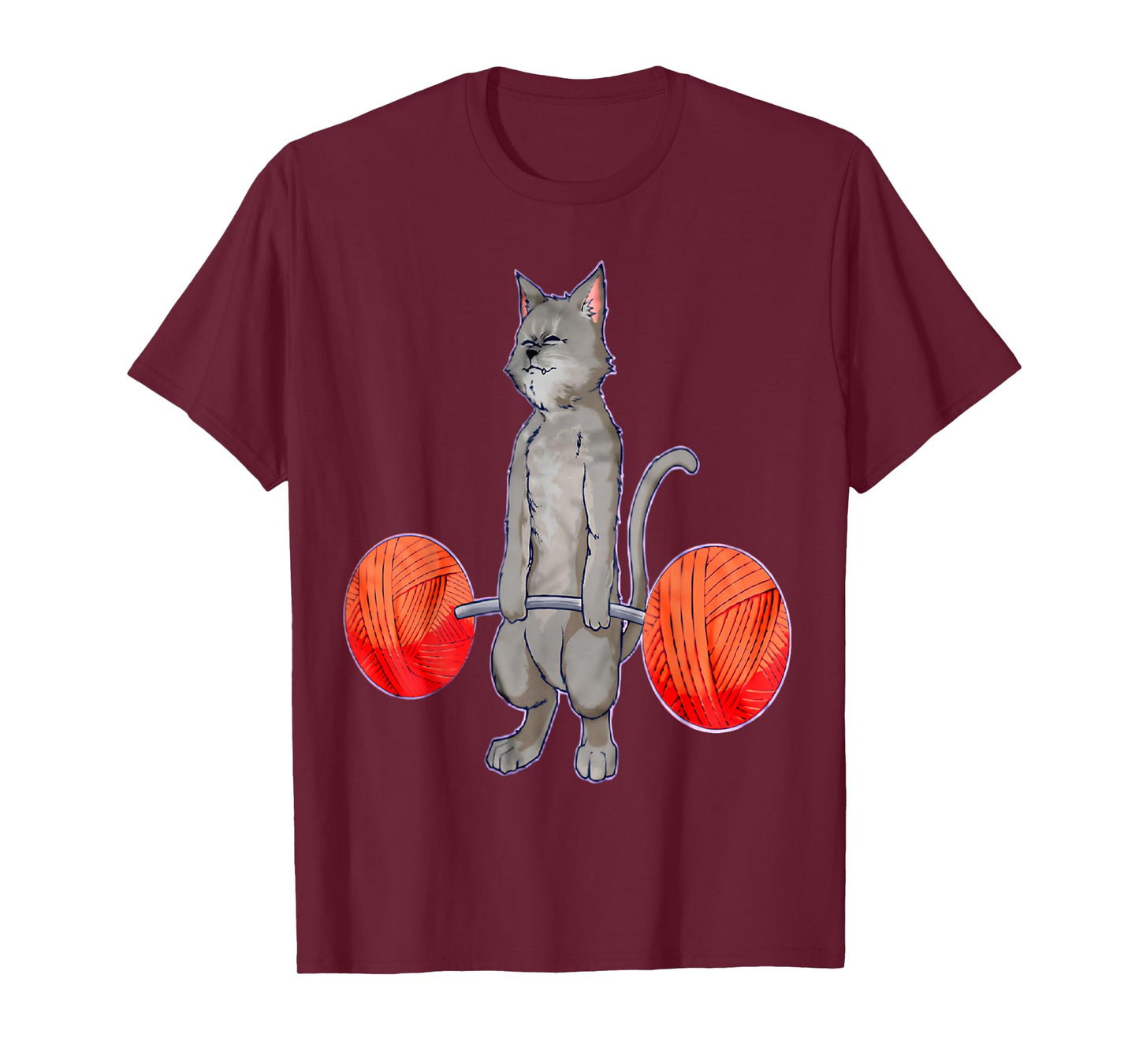 Deadlifting Grey Cat Weightlifting Bodybuilding Fitness Gym T-Shirt