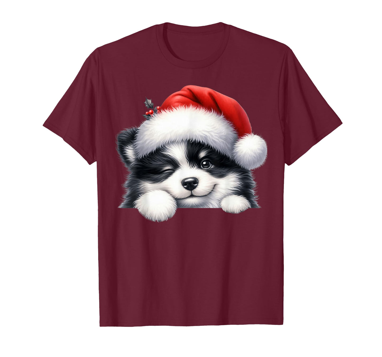 Karelian Bear Dog Dog Christmas Santa Hat Dog Mom Dad T-Shirt